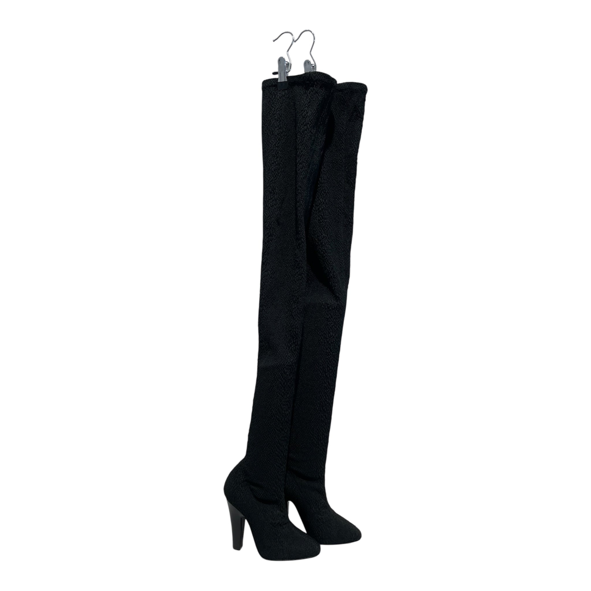 SAINT LAURENT/Heels/US 5.5/Nylon/BLK/Koller Stretch Cloque Thigh Hi view 2