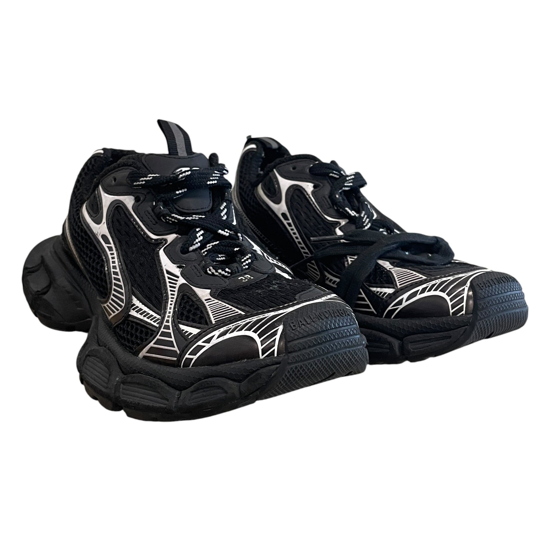 BALENCIAGA/Low-Sneakers/US 8/Cotton/BLK/3XL RUNNER BLK/SLVR view 1