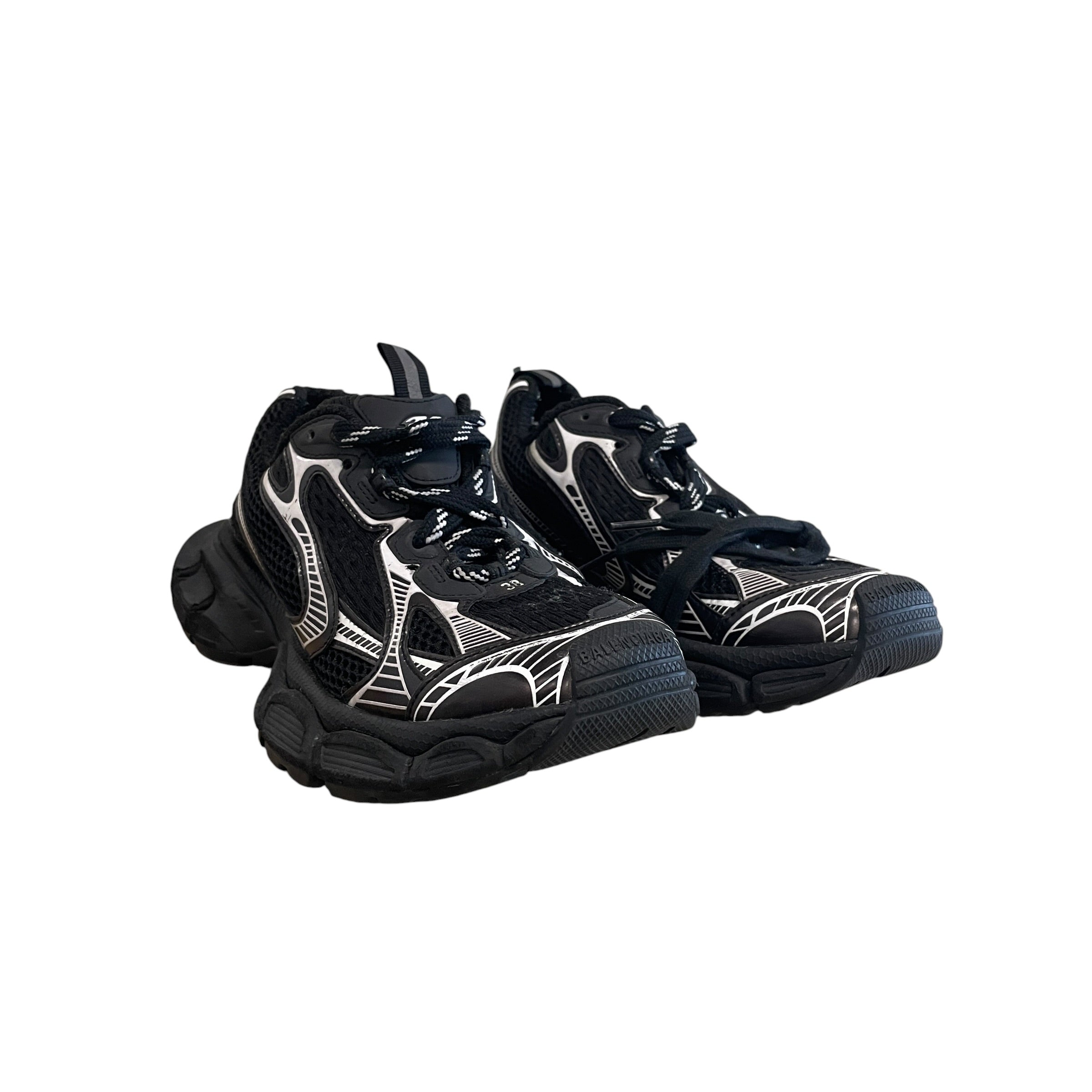 BALENCIAGA/Low-Sneakers/US 8/Cotton/BLK/3XL RUNNER BLK/SLVR view 1