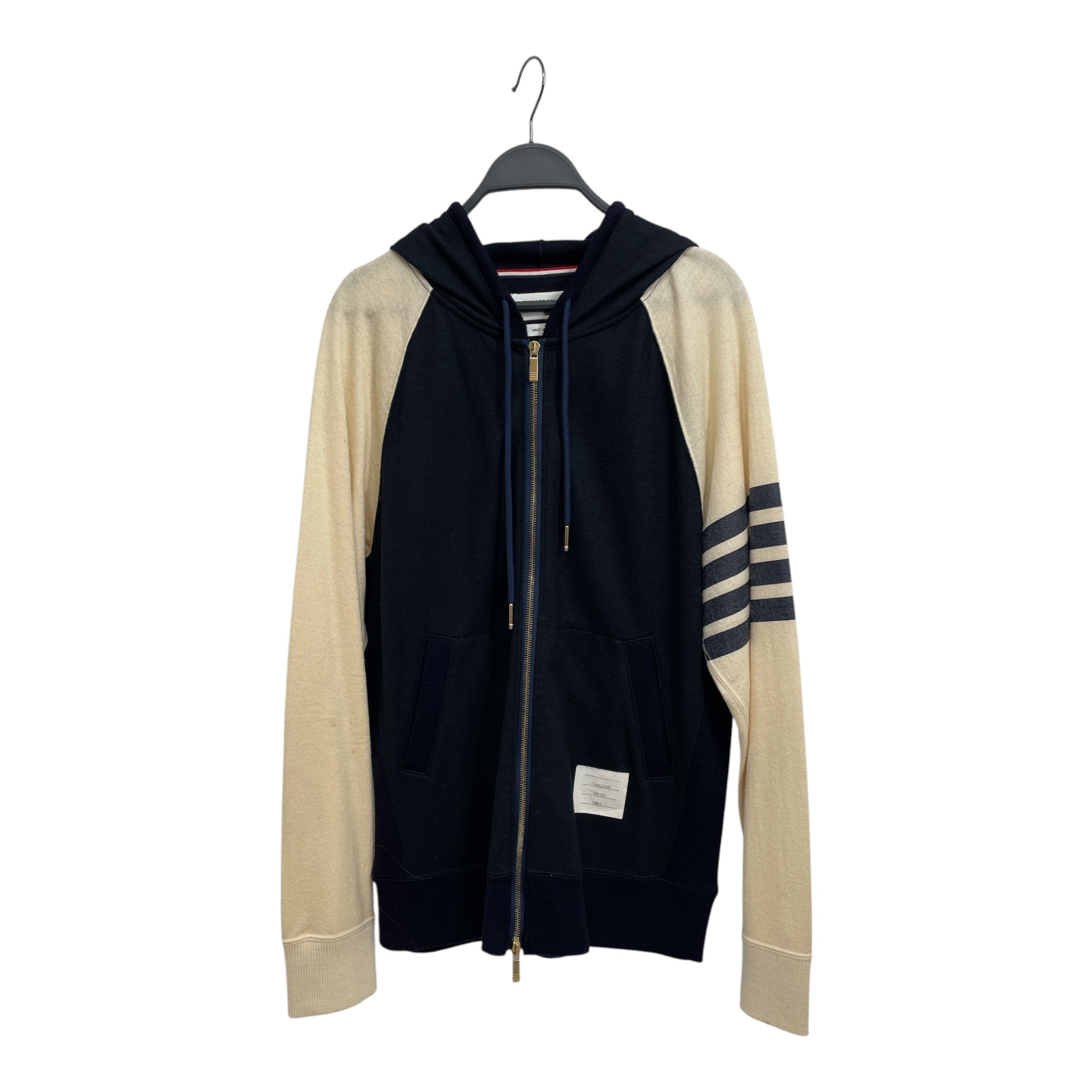 THOM BROWNE. NEW YORK/Hoodie/4/Cotton/IDG/IVORY SLEEVES view 1