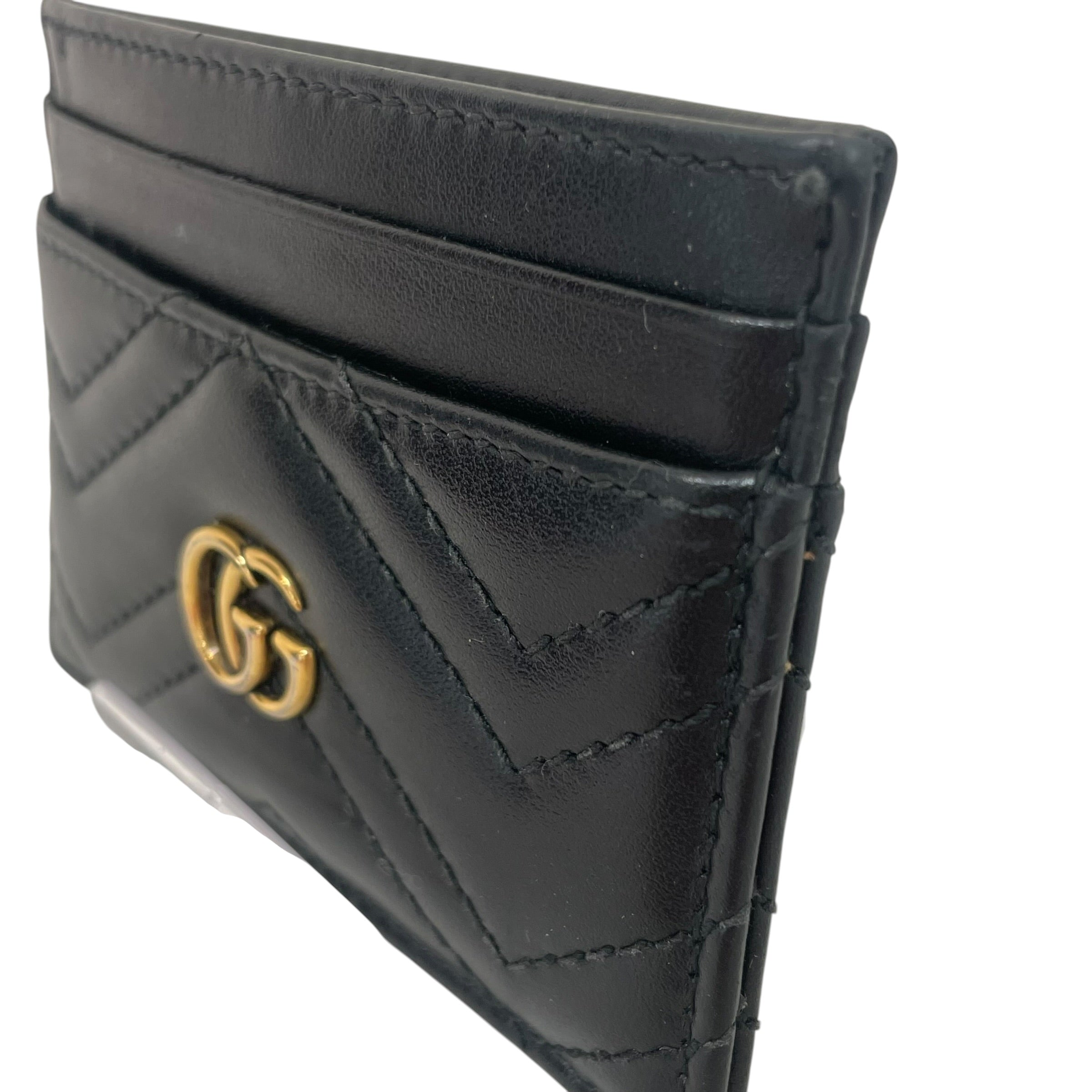 GUCCI/Wallet/Stripe/Leather/BLK/GG Marmont Card Case view 6