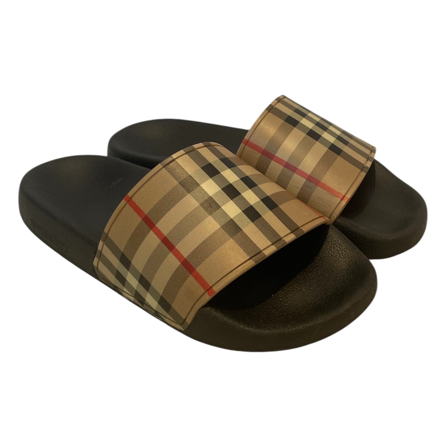 BURBERRY/Sandals/EU 37/Leather/BLK/BURBERRY DESIGN ON TOP view 1