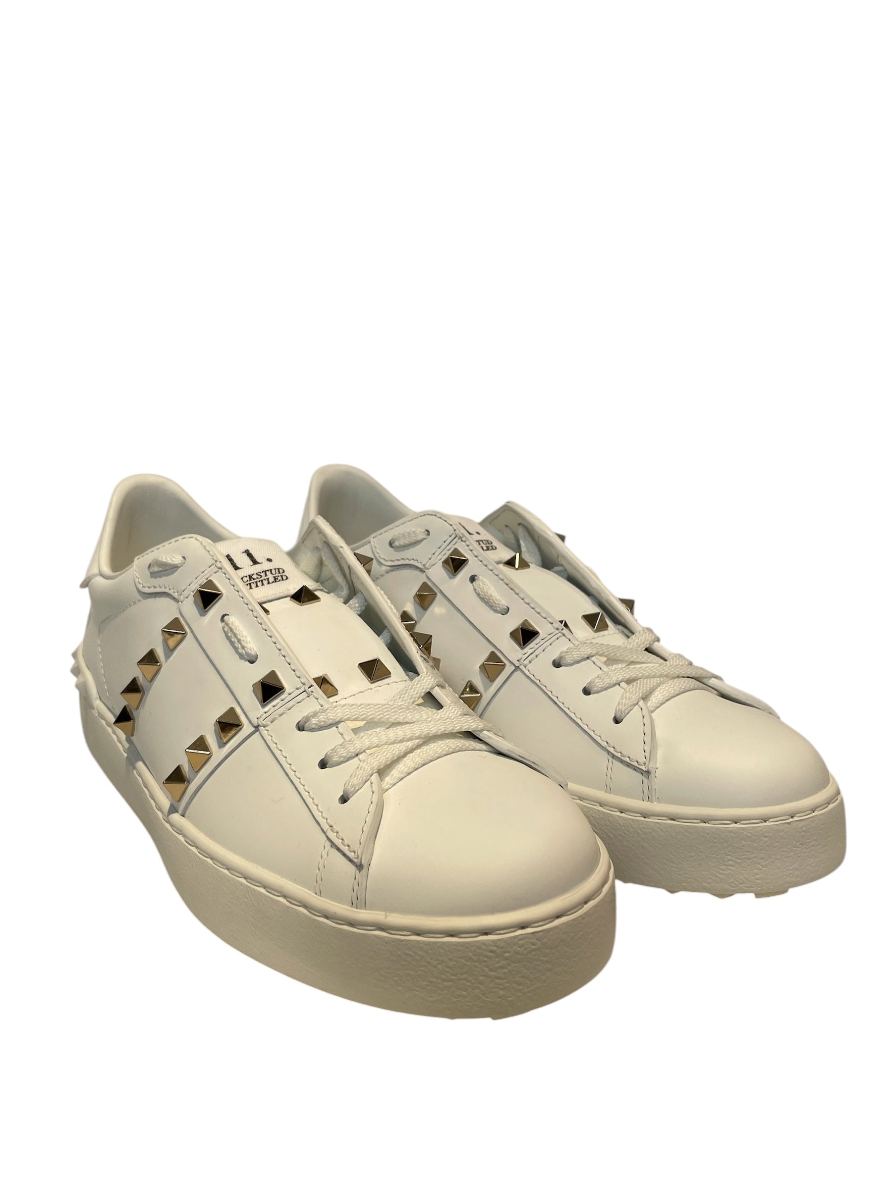 VALENTINO GARAVANI/Low-Sneakers/EU 38.5/Leather/WHT/studded low tops view 1