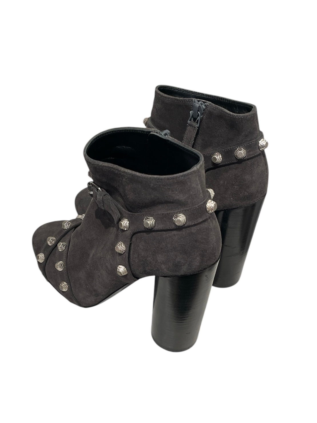 BALENCIAGA/Heels/EU 37/Suede/GRY/slv studs heel view 2