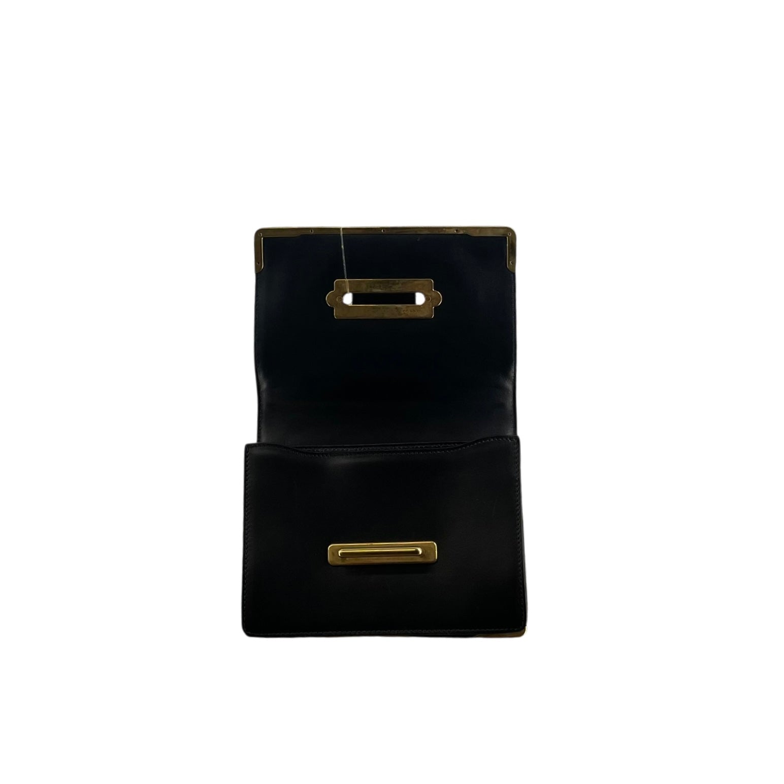 PRADA/Cross Body Bag/Leather/BLK/25/GOLD HARDWARE/LEATHER FLAP view 6