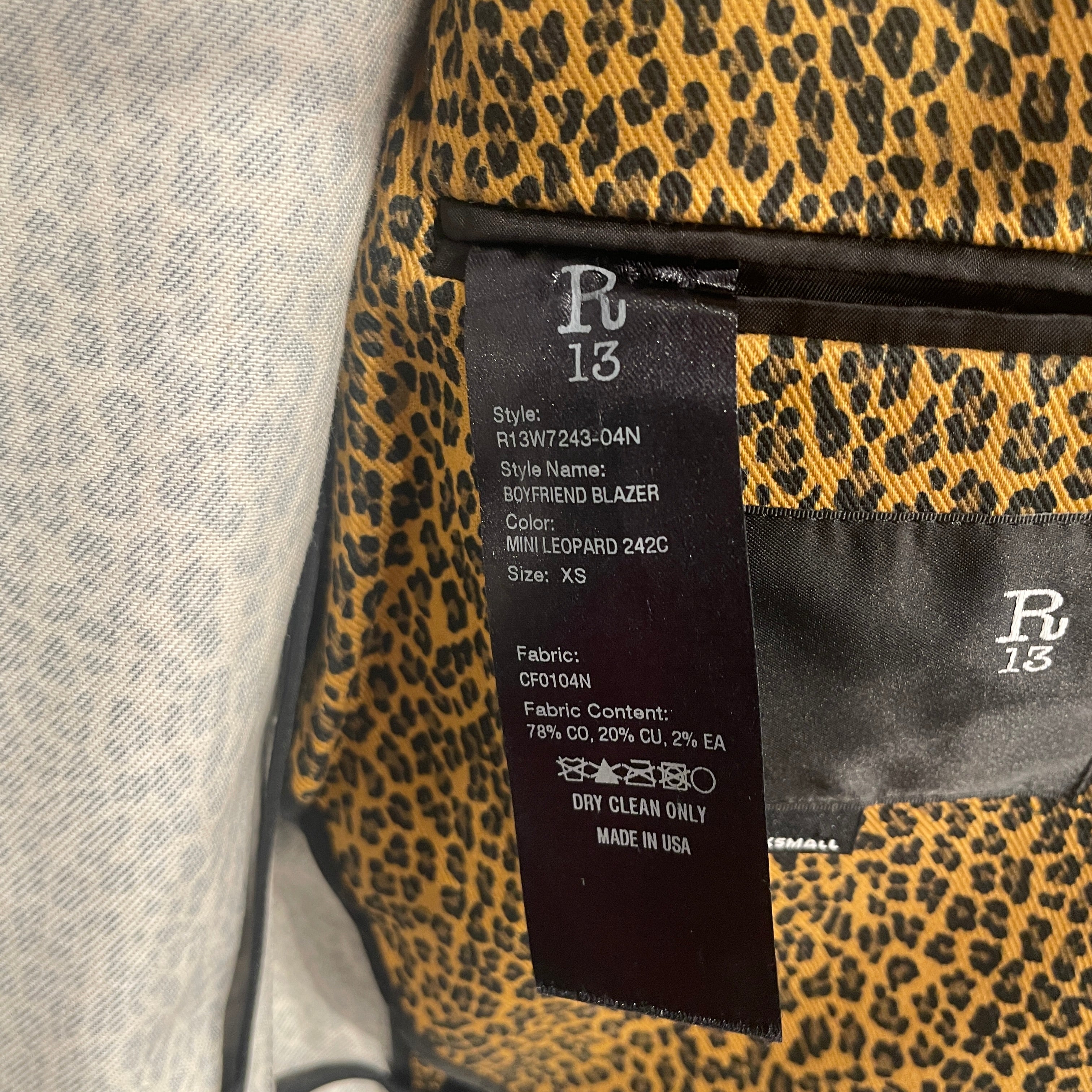 R13/Tailored Jkt/XS/Cotton/MLT/Animal Pattern/LEAPORD/BOYFRIEND BLAZER view 4