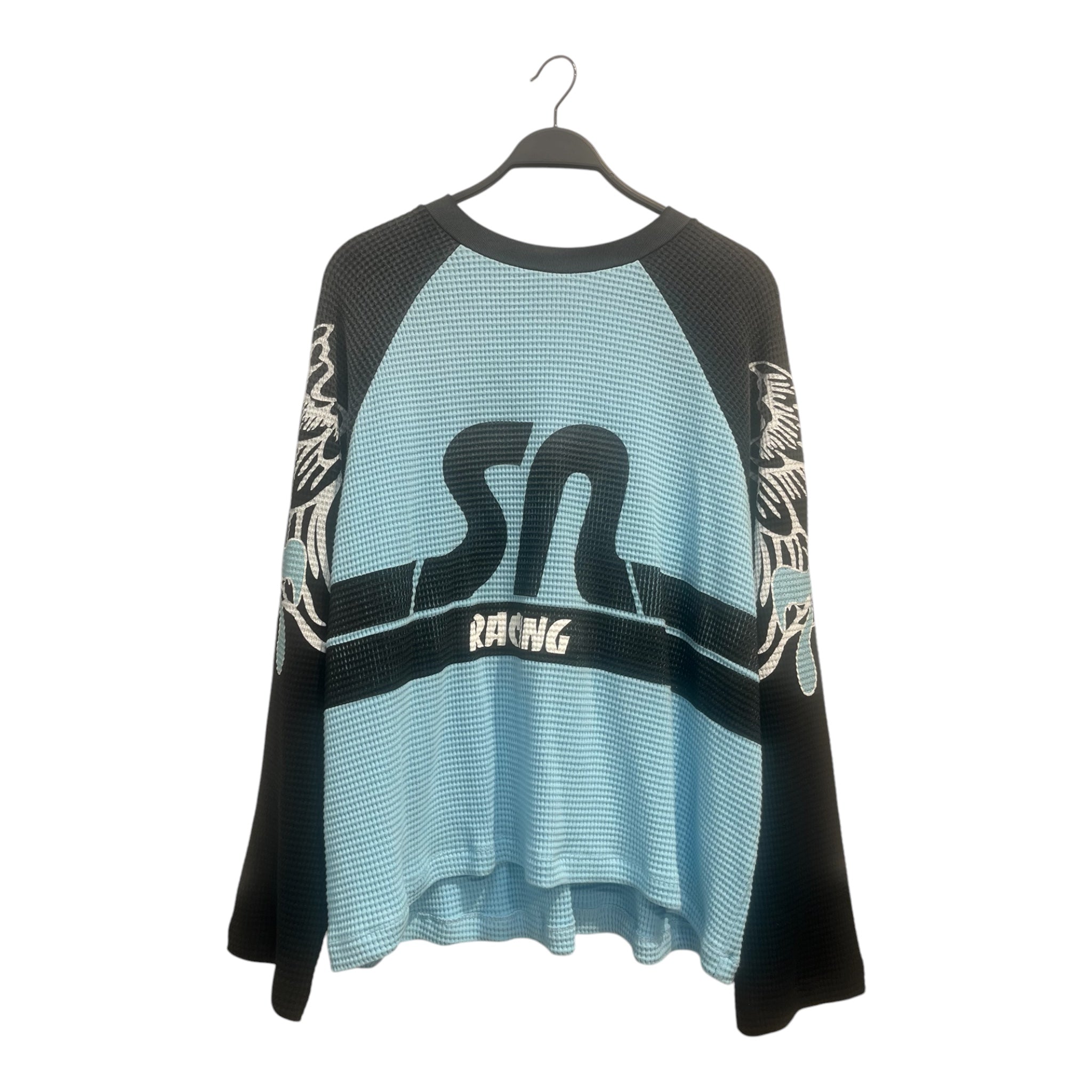SATOSHI NAKAMOTO/Sweatshirt/M/Graphic/Cotton/BLU/RACING WINGS COLORBLOCK WAFFLE view 1