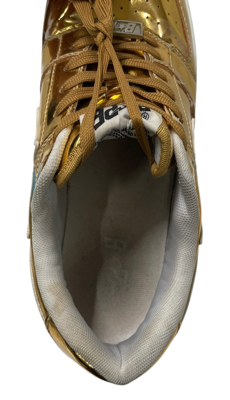 BAPE STA!/Hi-Sneakers/US 10/Leather/GLD/GOLD/WHT