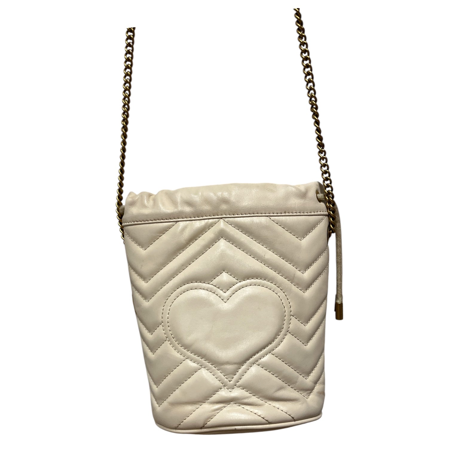 GUCCI/Cross Body Bag/Leather/CRM/mini marmont bucket view 4