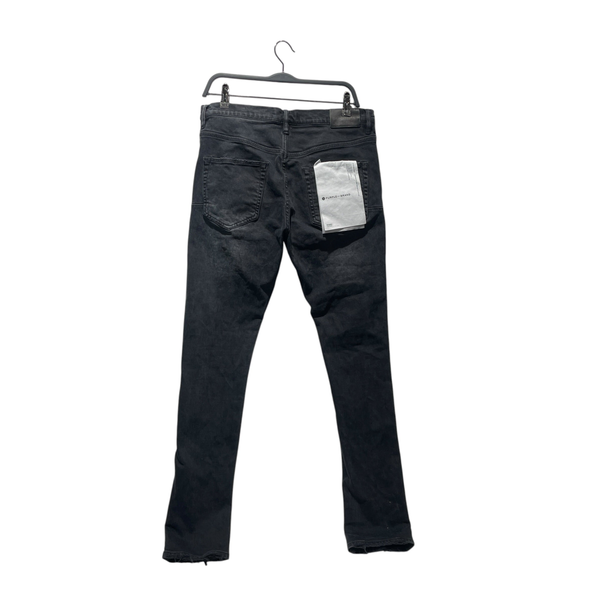 PURPLE BRAND/Skinny Pants/M/Denim/BLK/knee slit white splatter paint view 2