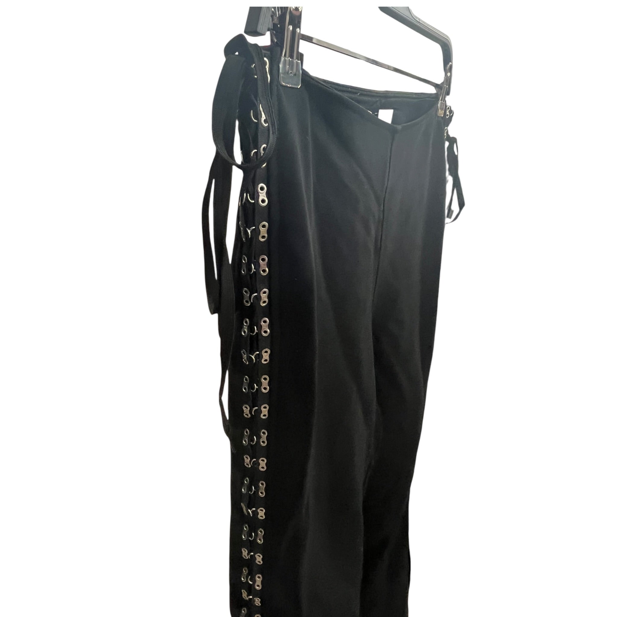 Jean Paul GAULTIER HOMME/Bootcut Pants/30/Cotton/BLK/SIDE TIE FLARED PANT view 3