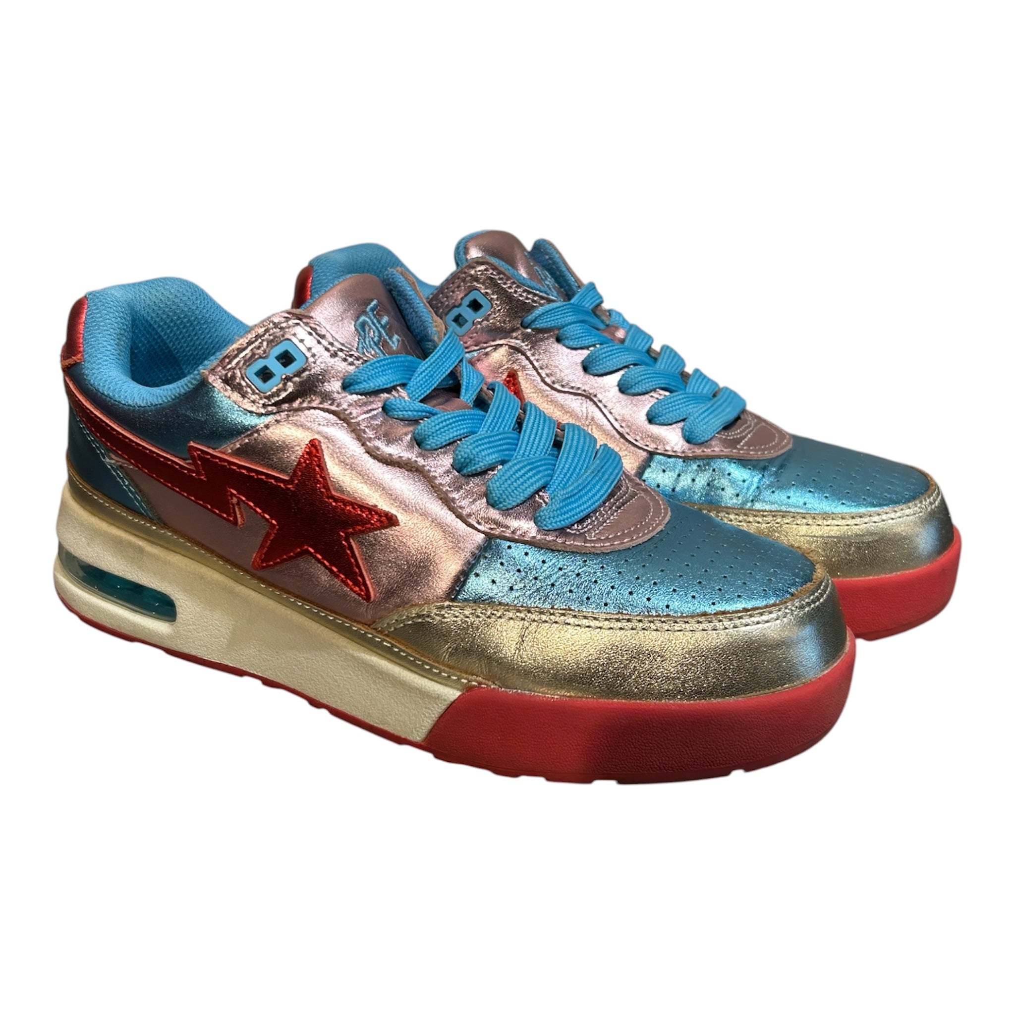A BATHING APE/Low-Sneakers/US 5/Leather/BLU/ROAD STA view 1
