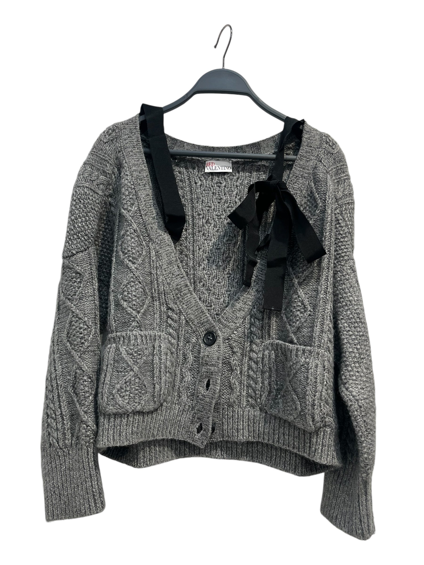 RED VALENTINO/Cardigan/XL/Acrylic/GRY/OFF SHOULDER BOW DETAILS view 1