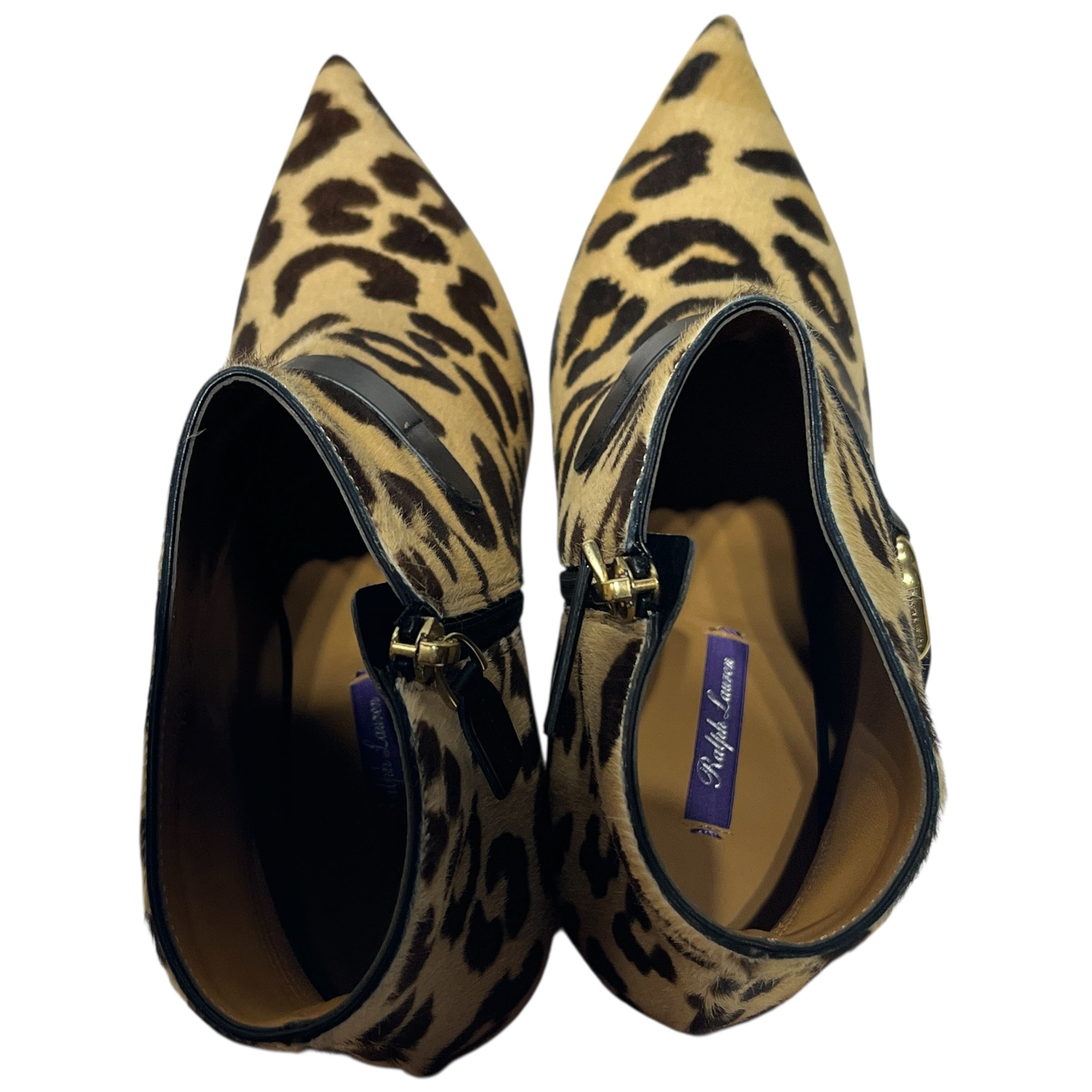 RALPH LAUREN PURPLE LABEL/Booties/EU 41/Leopard/Fur/BEG/POINTED TOE HEELS view 3