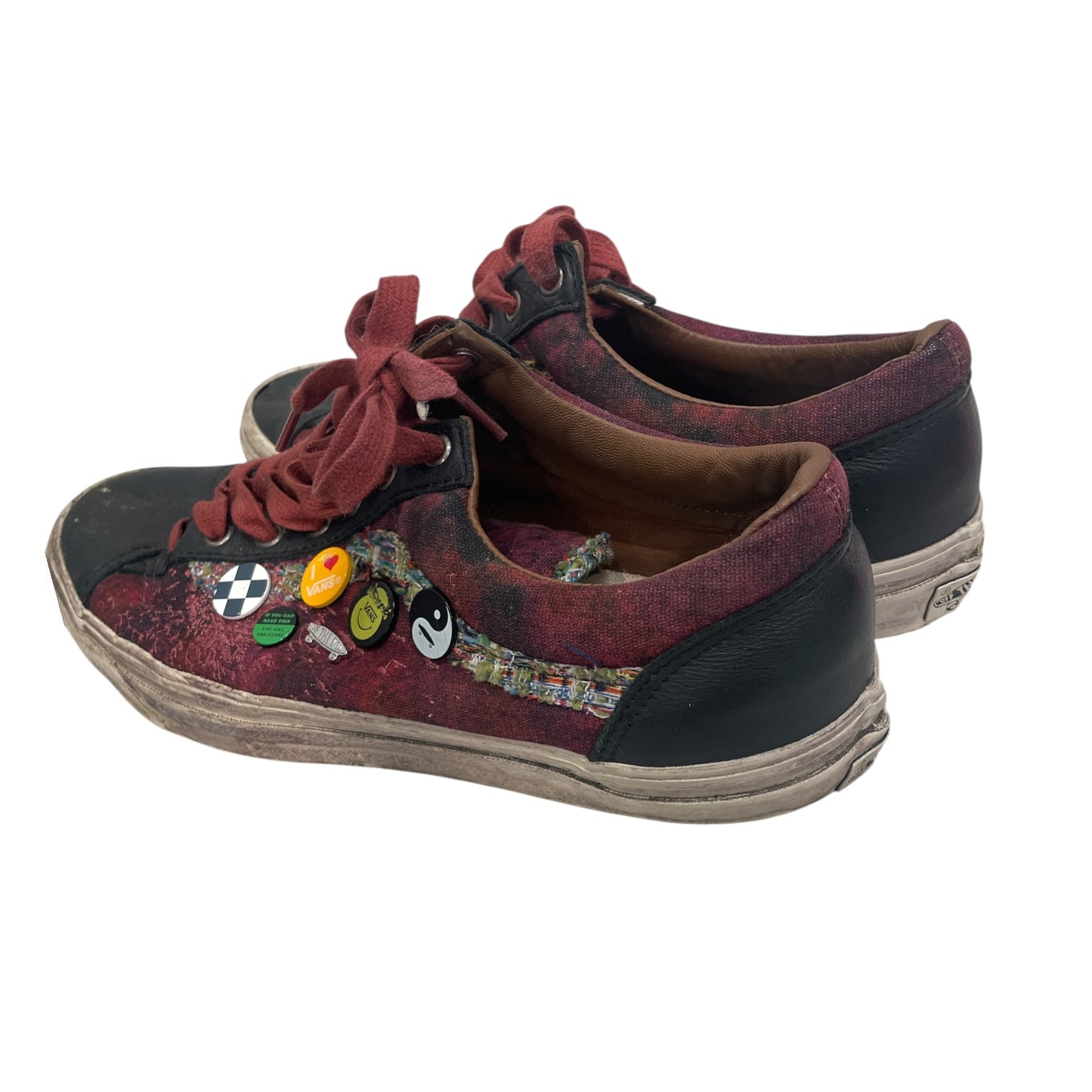 VANS/Low-Sneakers/US 13/All Over Print/Cotton/MLT/VANS RED BLK OLD SKL WITH PINS view 2