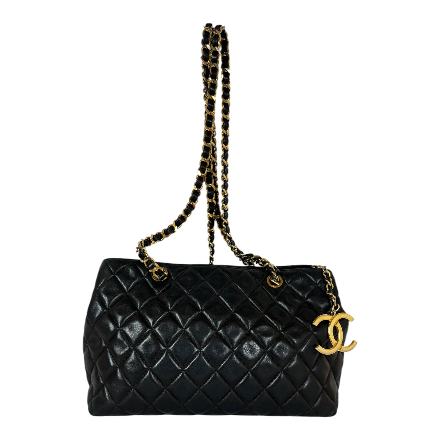 CHANEL/Cross Body Bag/Leather/BLK/QUILTED GOLD BRAIDED CHAIN view 1