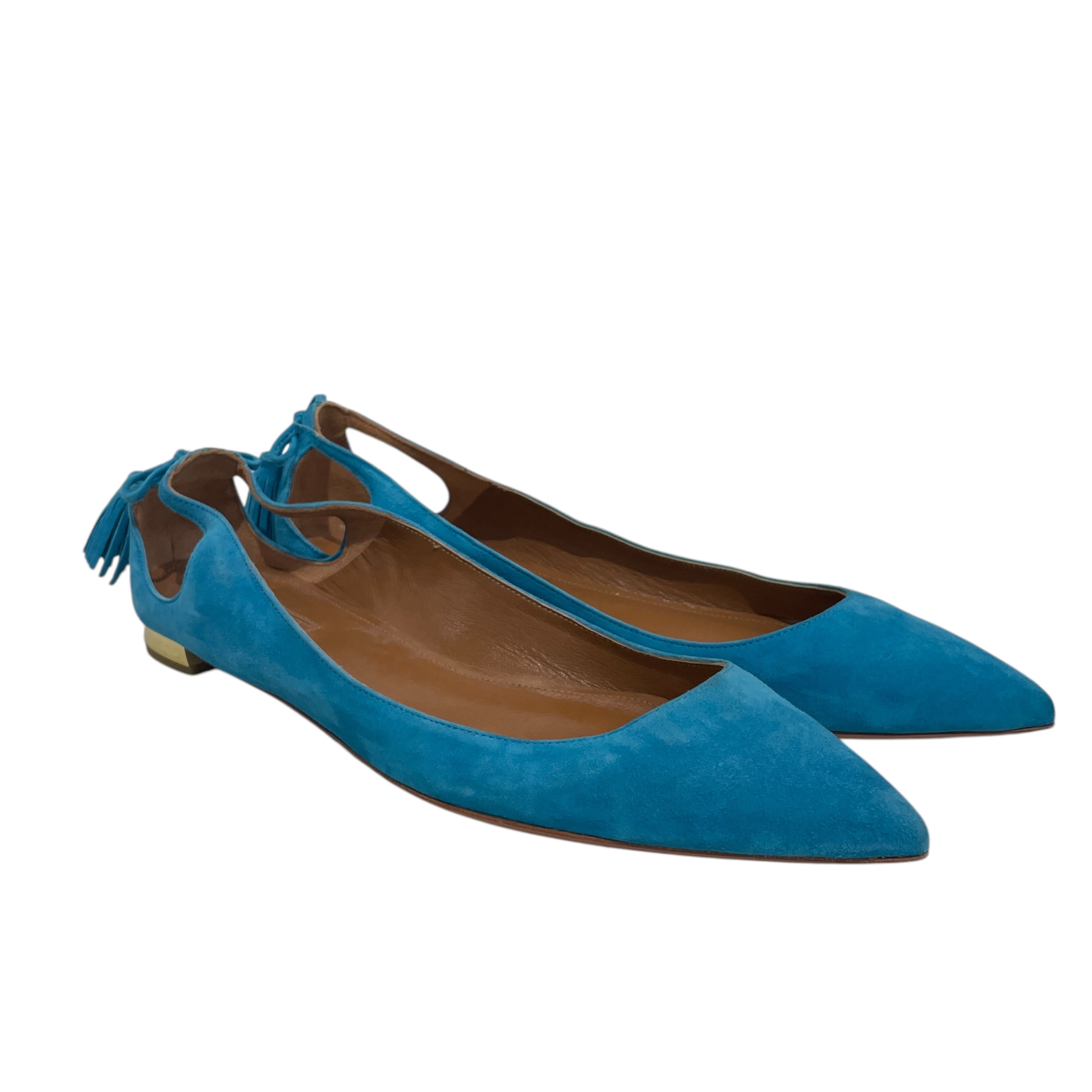 AQUAZZURA/Flat Shoes/EU 39.5/Suede/BLU/MARILYN BALLET FLAT view 1