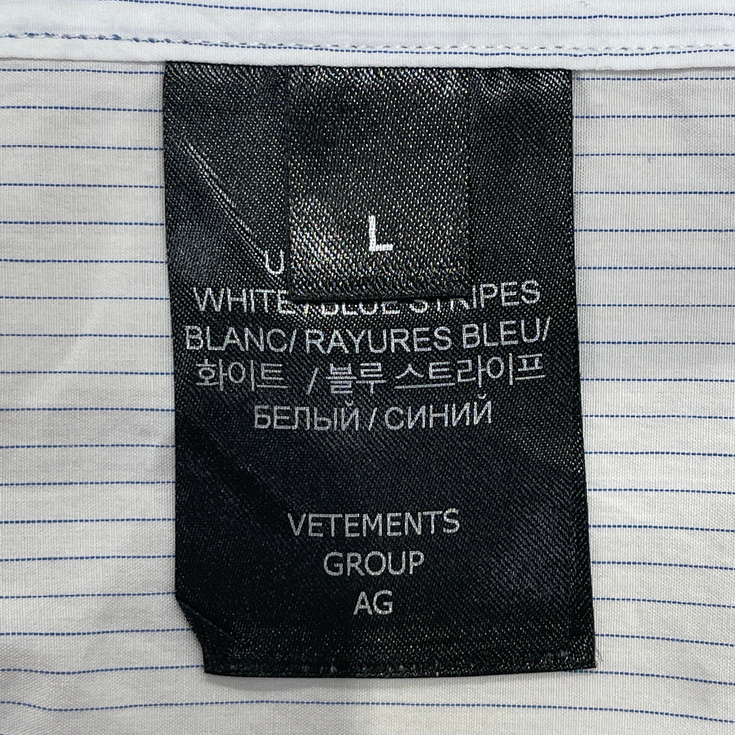 VETEMENTS/France Pin Stripe Button Up Shirt/L view 4