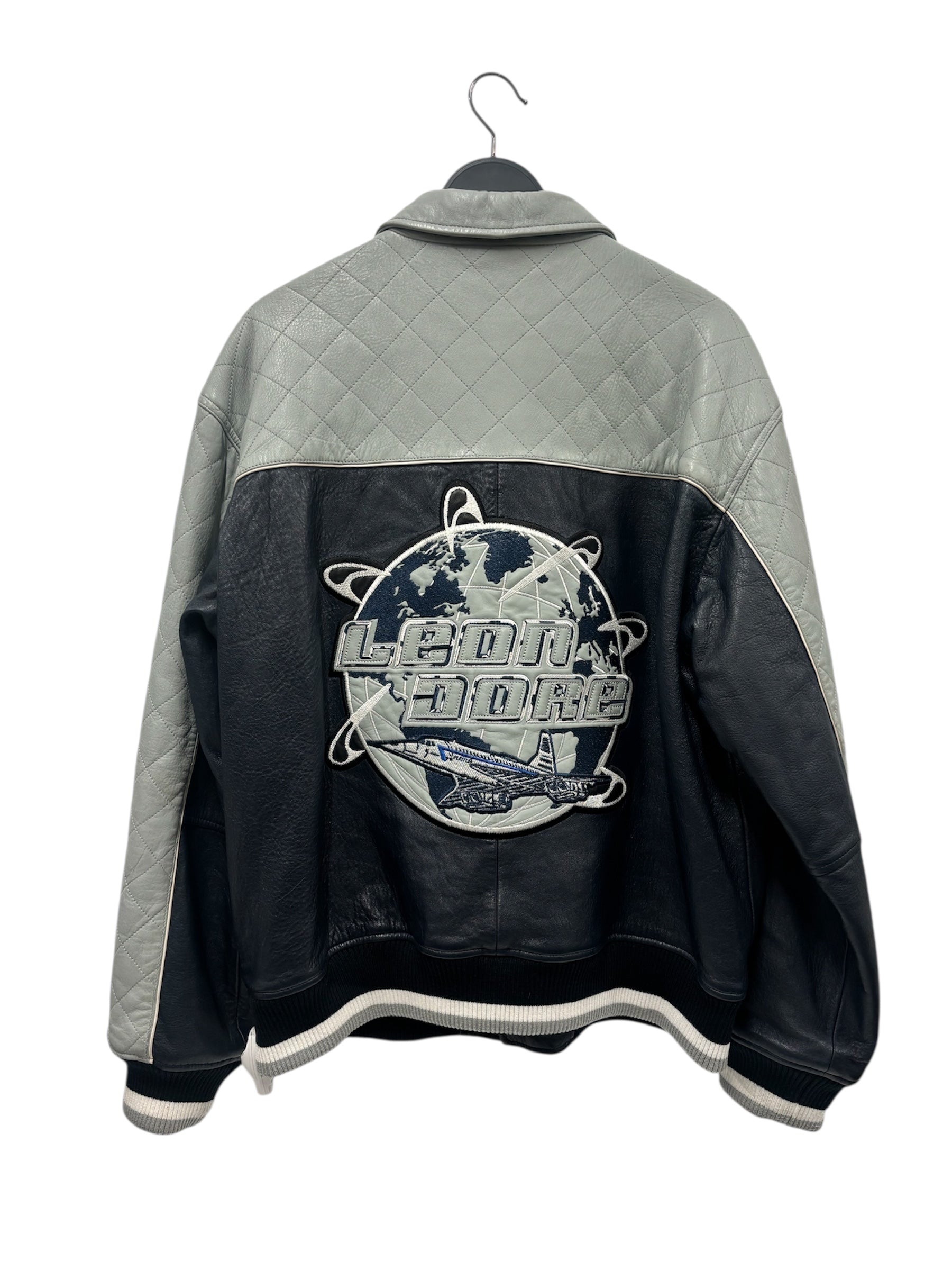 AIME LEON DORE/Leather Jkt/XL/Leather/NVY/Graphic/CONCORD 2TONE GRY/BLU view 2
