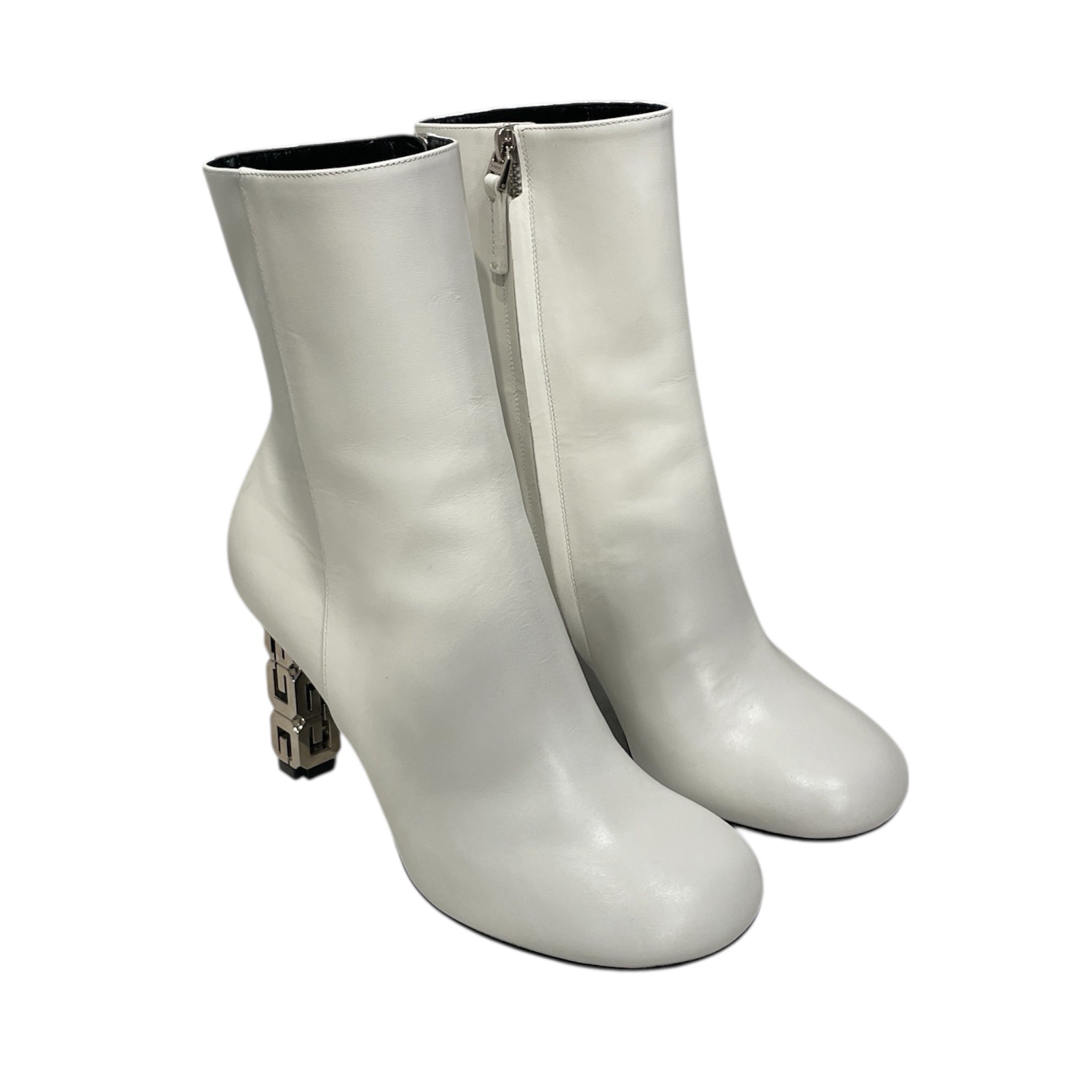 GIVENCHY/Ankle Boots/EU 38.5/Leather/WHT/SILVER 'G' HEEL view 1