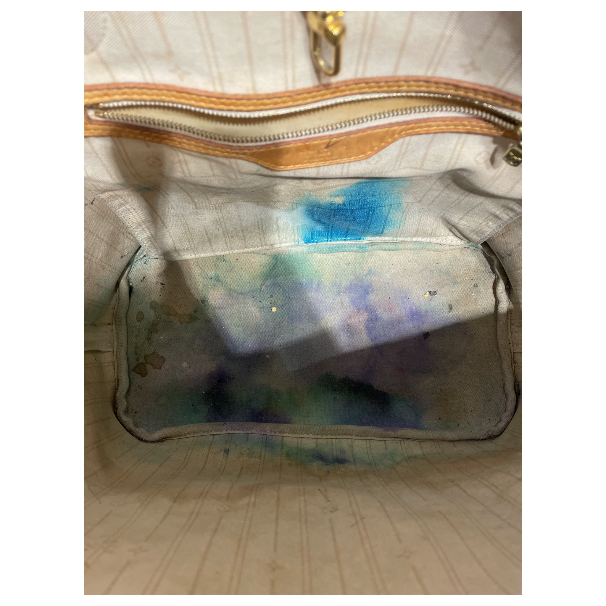 LOUIS VUITTON/Tote Bag/Monogram/Leather/WHT/DAMIER AZURE NEVERFULL PM view 3