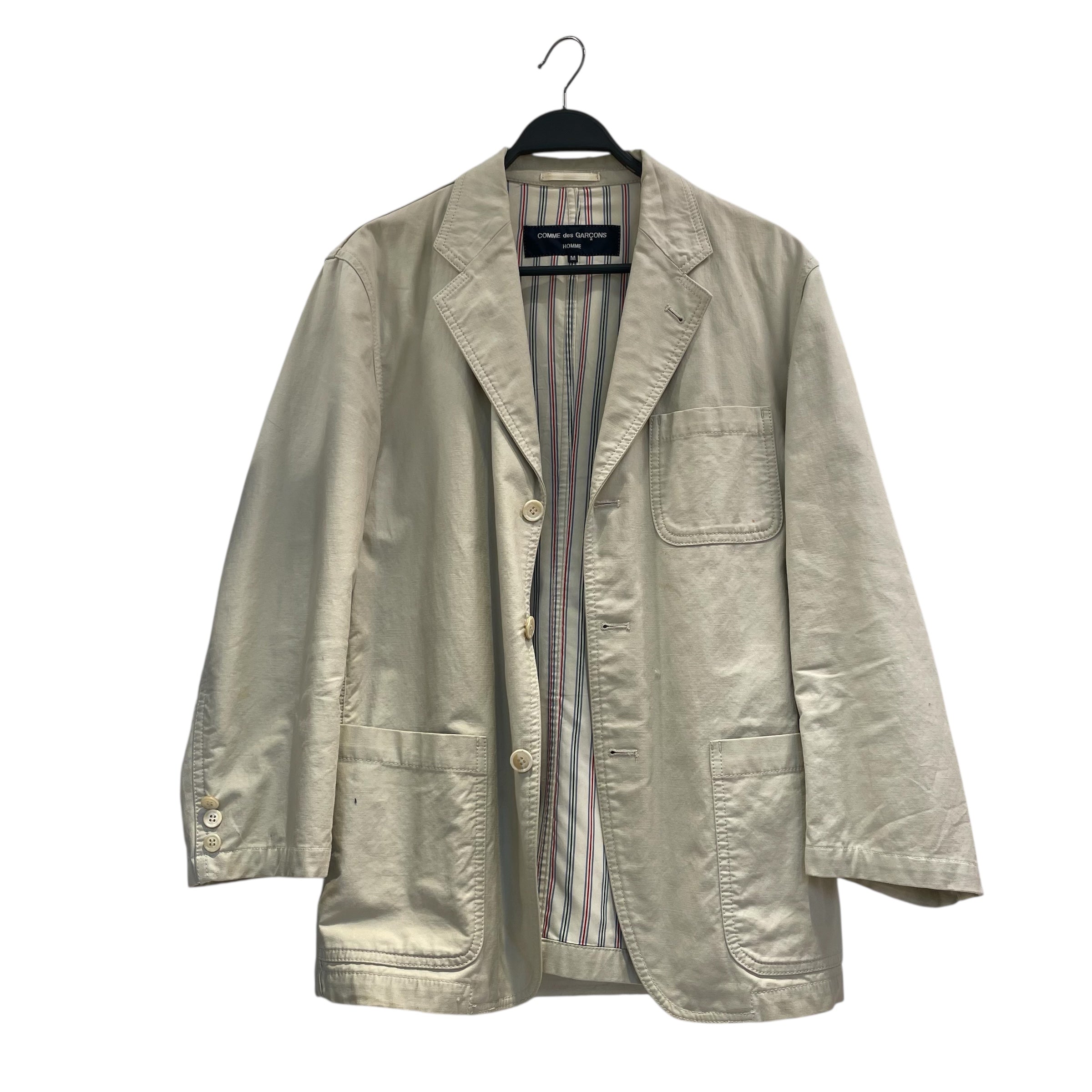 COMME des GARCONS HOMME/Jacket/M/Cotton/BEG/CDG HME BLAZER STRIPE INSIDE view 1