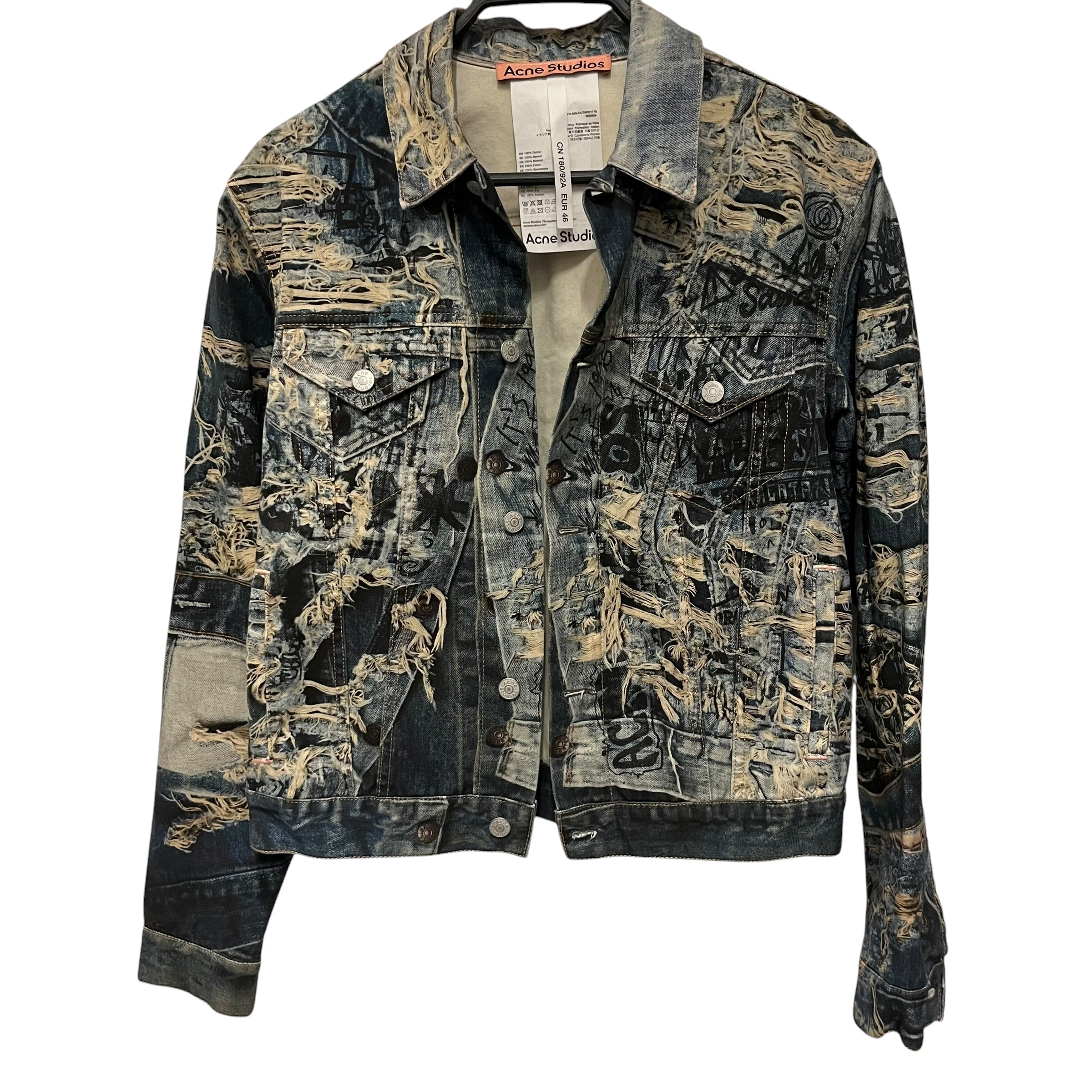 Acne Studios/Souvenir Jkt/M/Cotton/BLU/All Over Print/scribble view 2