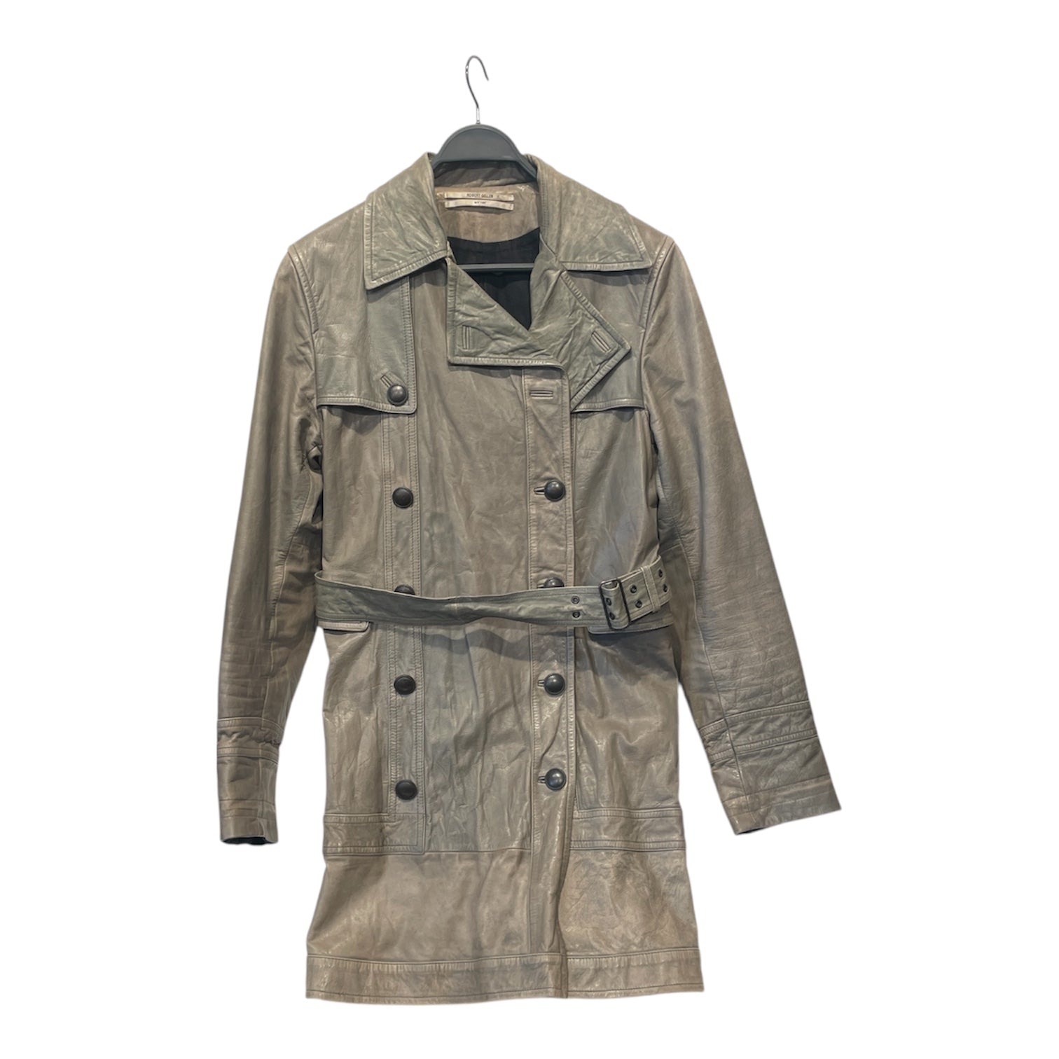 ROBERT GELLER/Trench Coat/48/Leather/GRY/ view 1