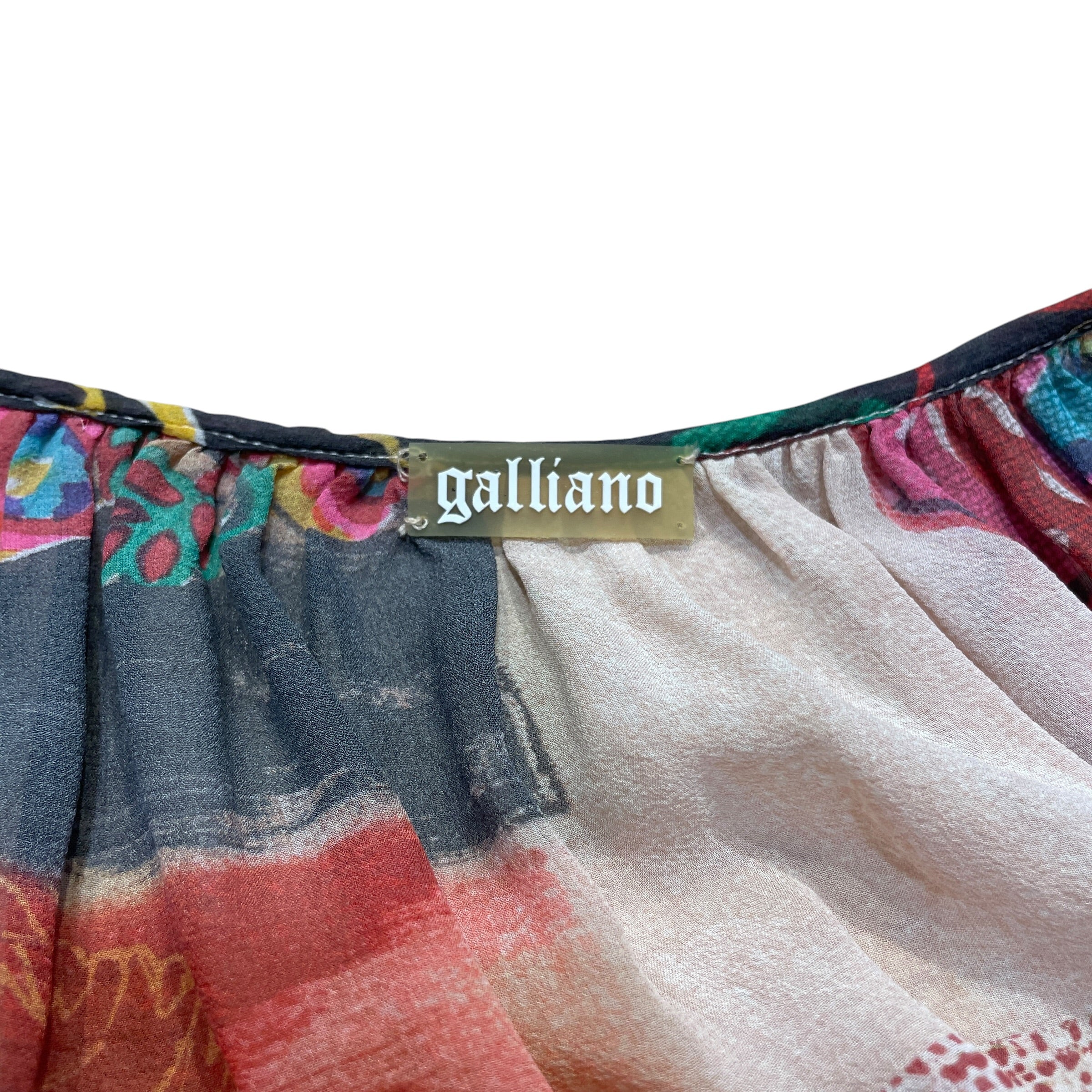galliano/LS Blouse/28/All Over Print/Silk/PNK/Ruffled Button Up view 3