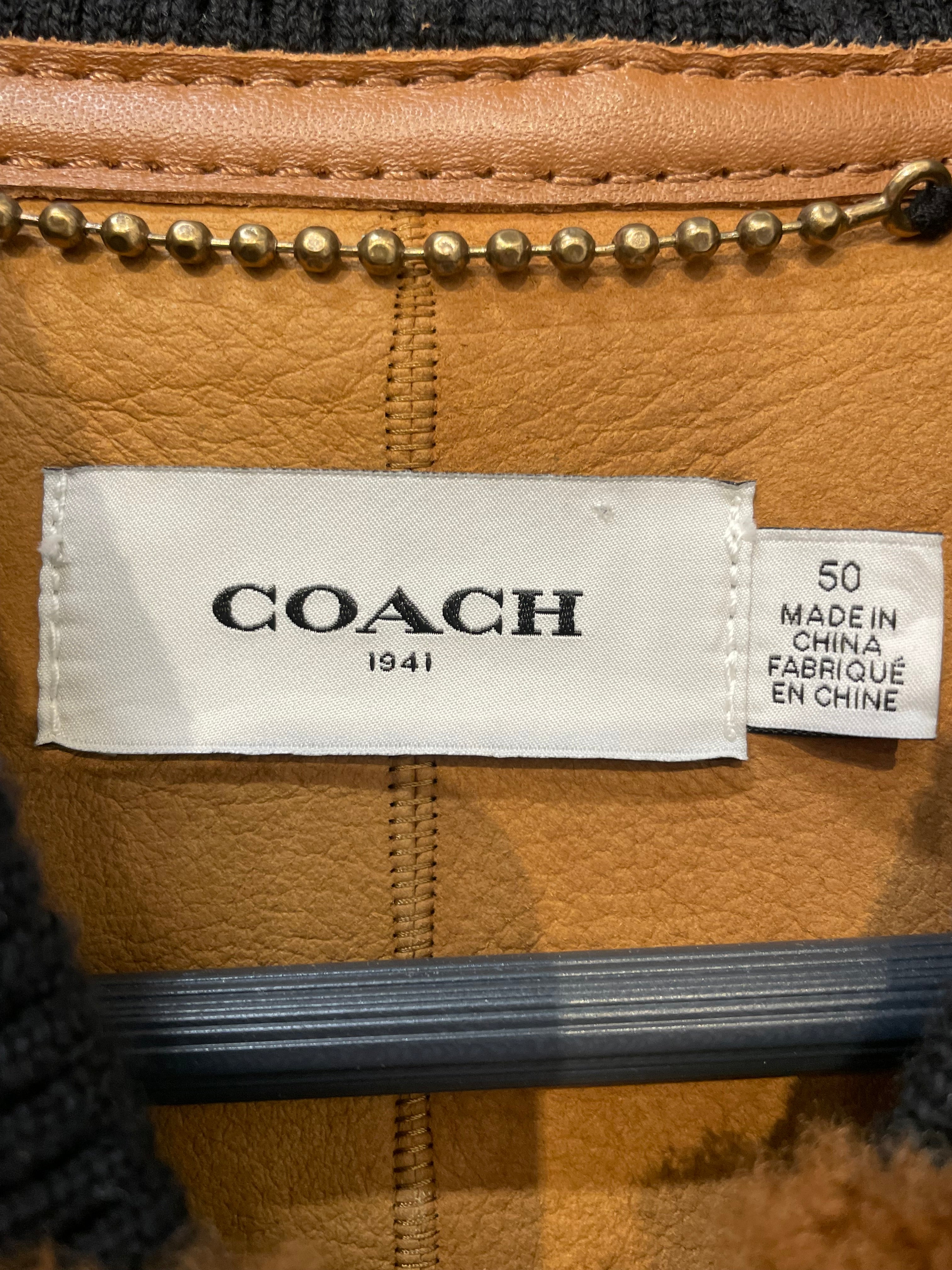 COACH/Souvenir Jkt/50/Leather/BRW/nasa patch teddy view 3