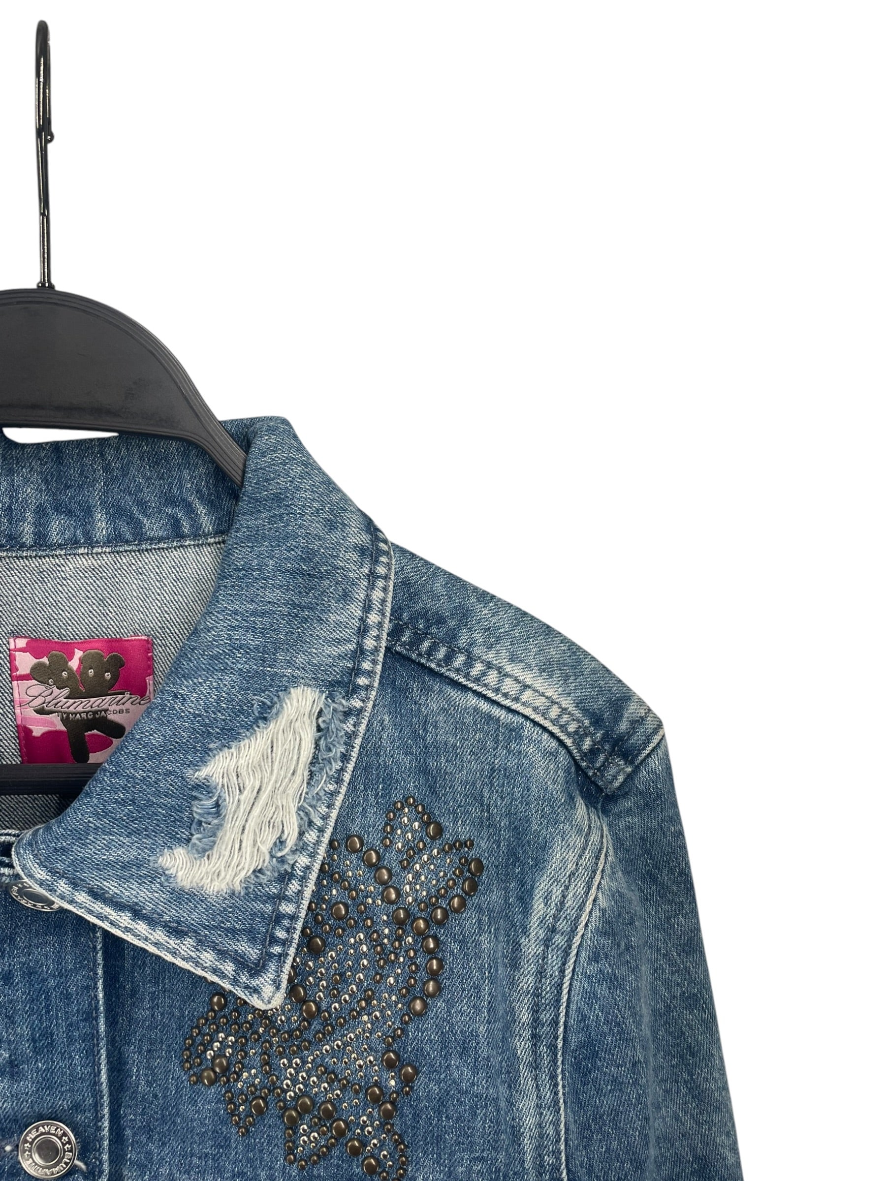 BLUMARINE/MARC JACOBS/Denim Jkt/M/Graphic/Cotton/BLU/ROSE STUD CROP JACKET view 3