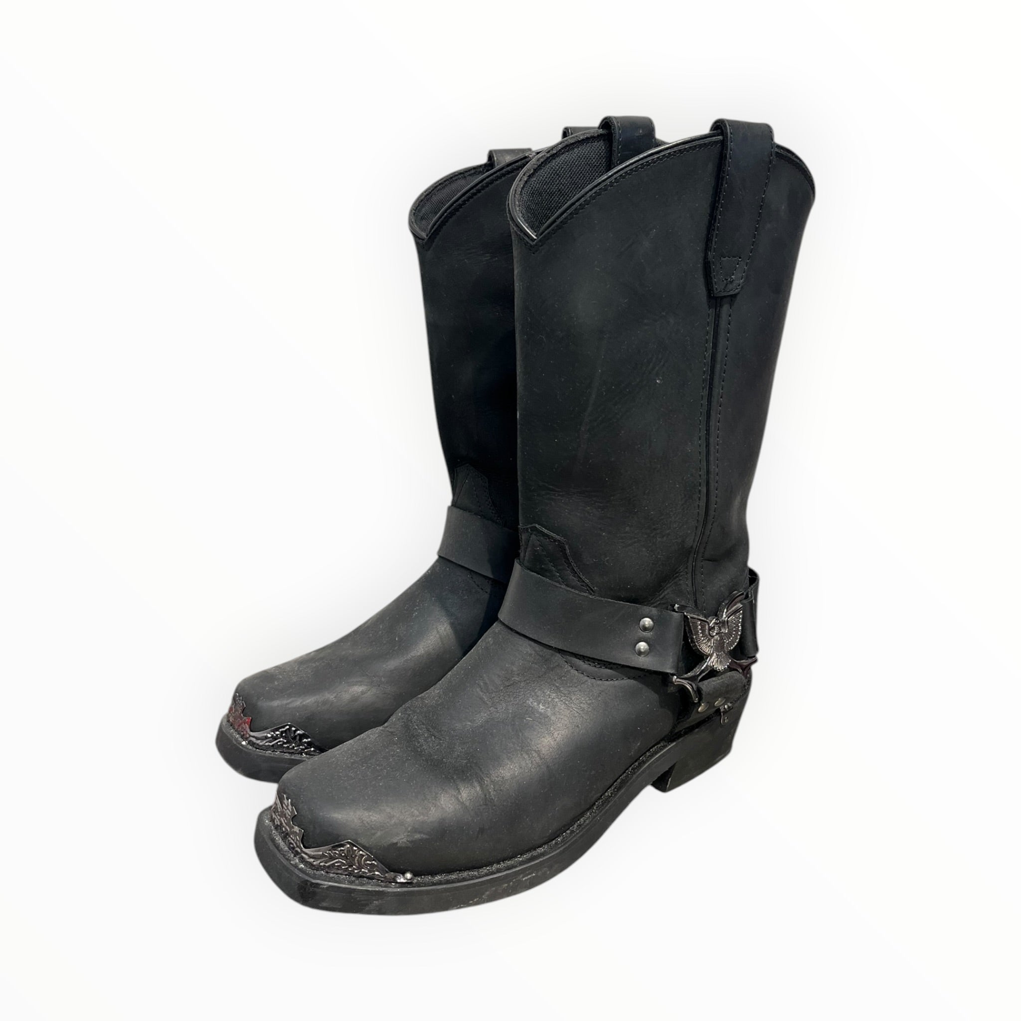 HARLEY DAVIDSON/Biker Boots/US 8.5/Leather/BLK/silver hardware eagle decal view 4