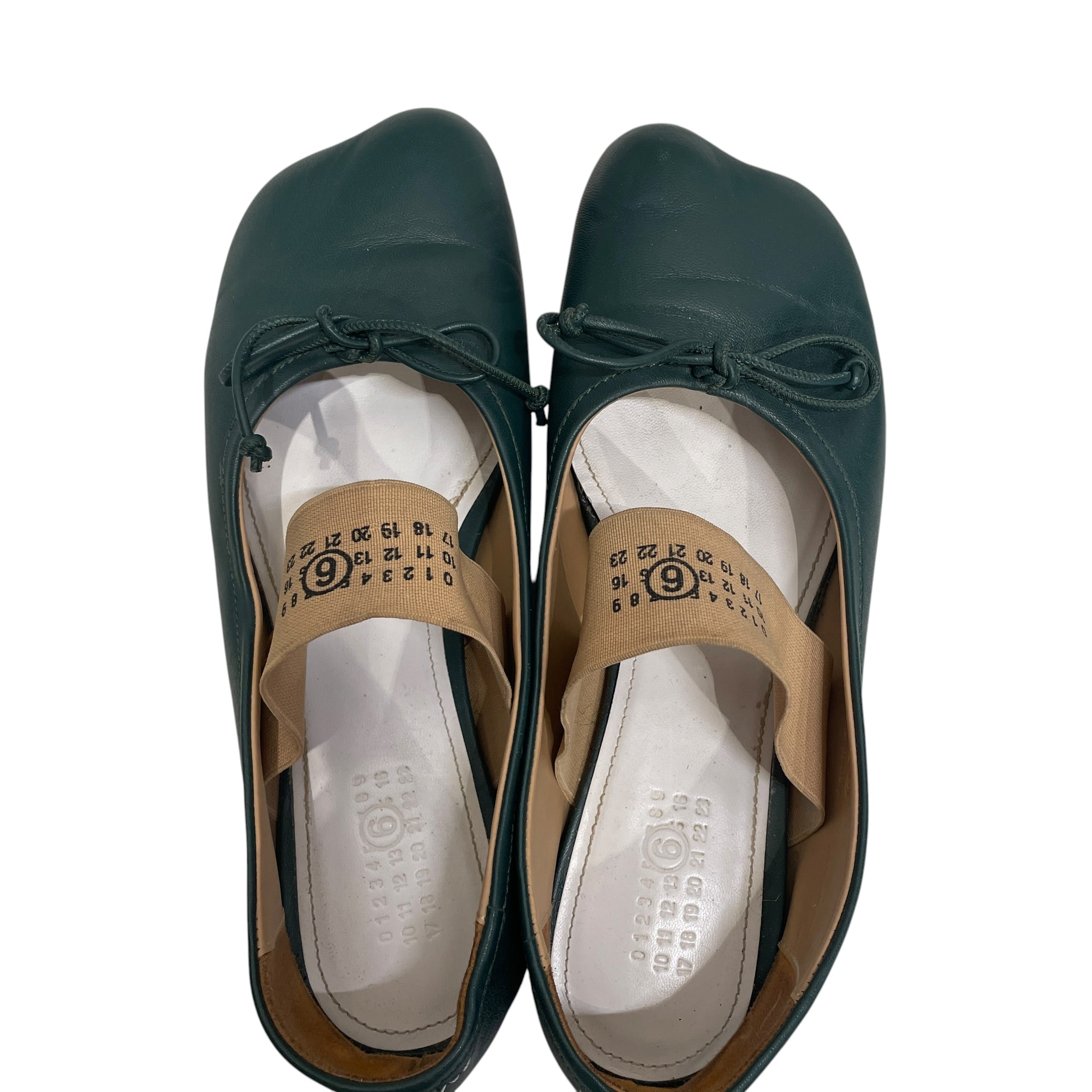 MM6/Flat Shoes/EU 39.5/Leather/GRN/BALLET FLATS view 4