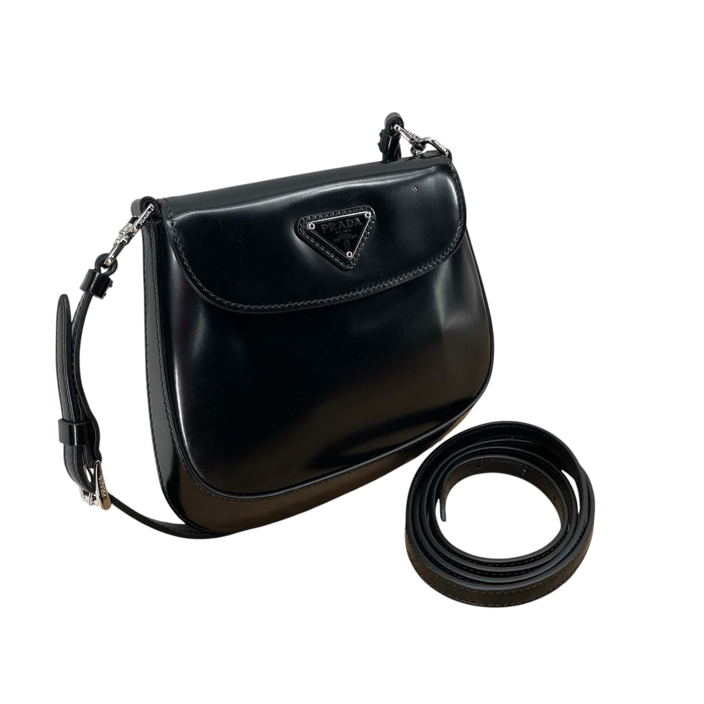PRADA/Cross Body Bag/Leather/BLK/MINI CLEO FLAP view 8