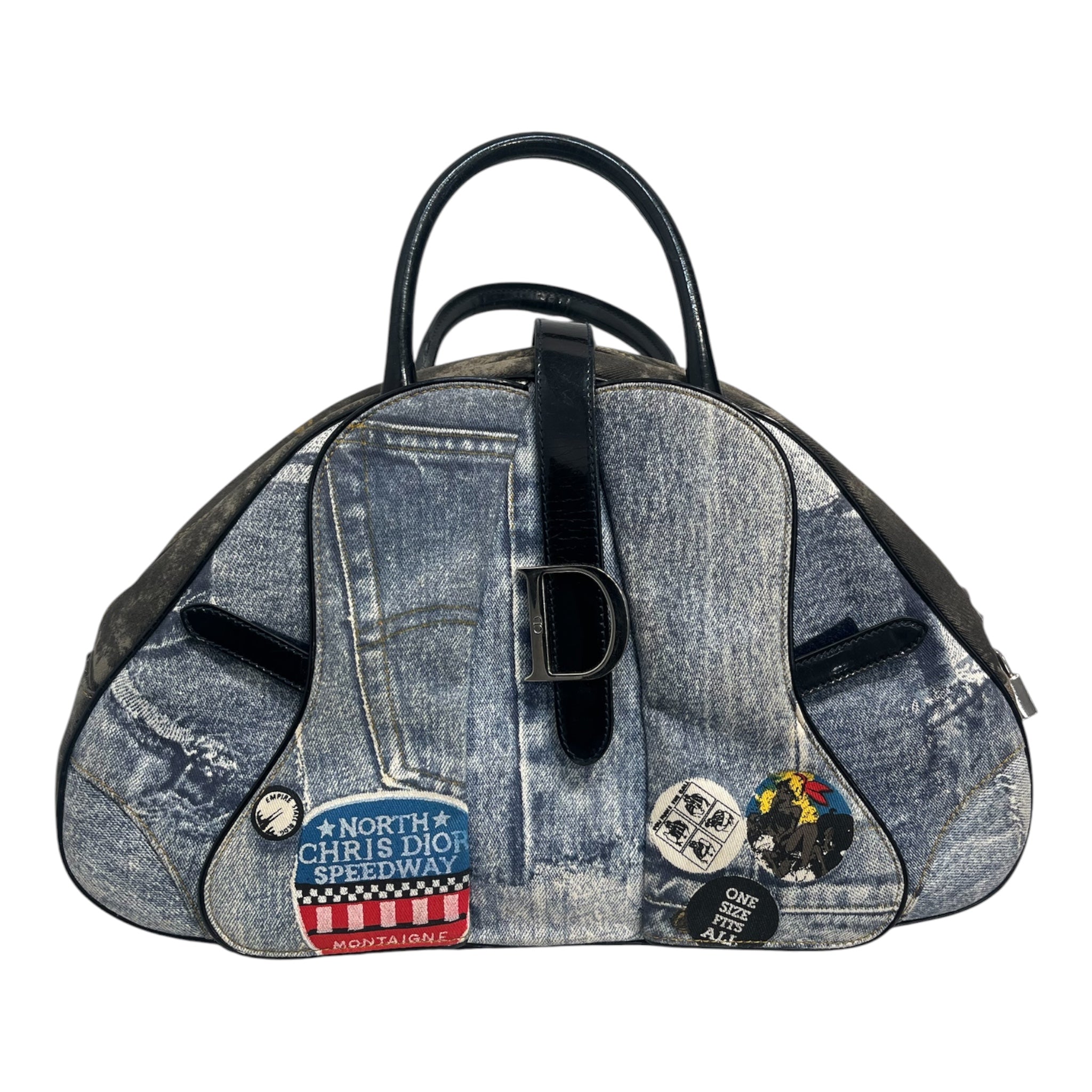 Christian Dior/Hand Bag/All Over Print/Cotton/BLU/SPEEDWAY DENIM SADDLE BOWLER view 1