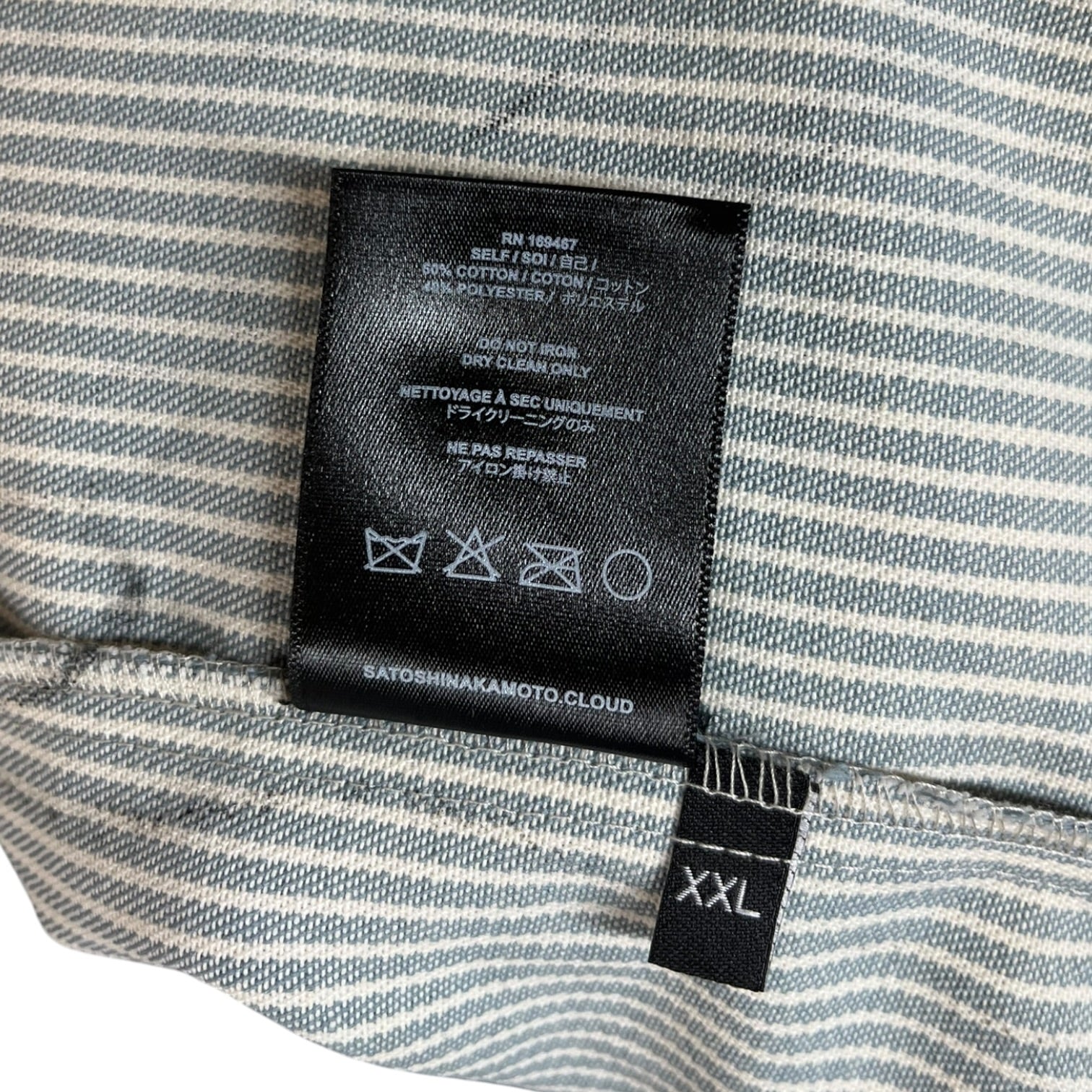 SATOSHI NAKAMOTO/SS Shirt/XXXL/Cotton/IDG/Stripe/PINSTRIPE PRINTED SHIRT view 4