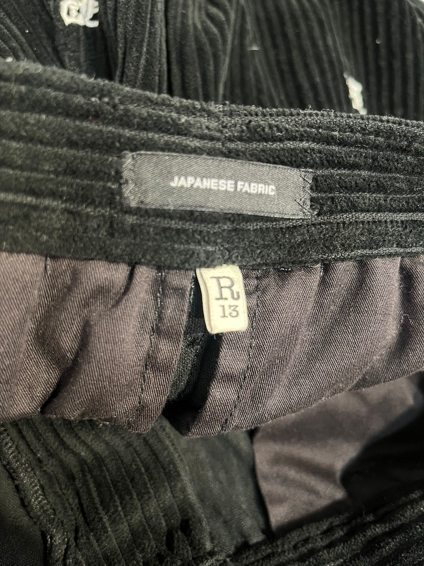 R13/Bottoms/26/Cotton/BLK/EMBROIDERED LOGO CORDUROY view 5