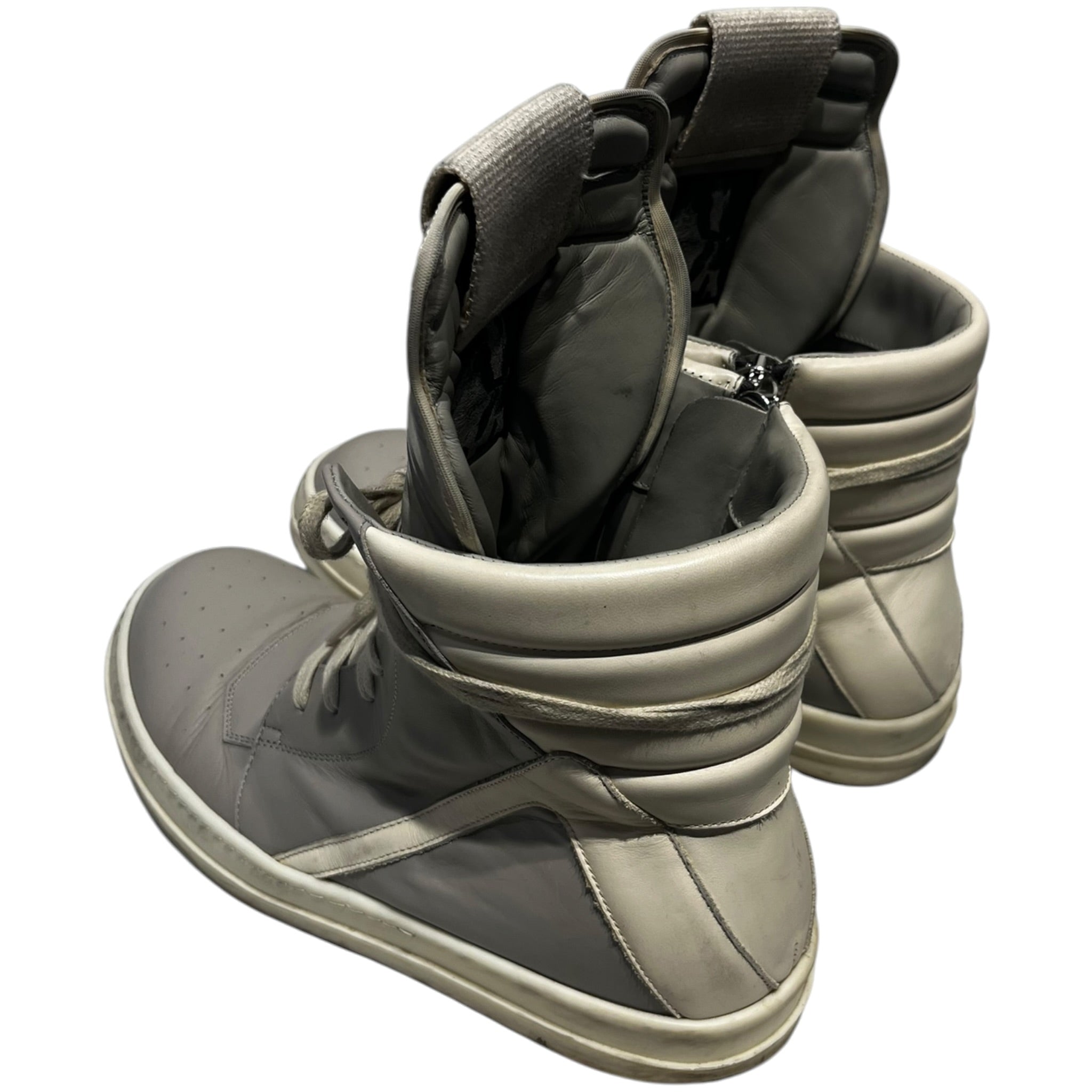 Rick Owens/Hi-Sneakers/EU 43/Leather/SLV/Geobaskets, Heel drag view 2