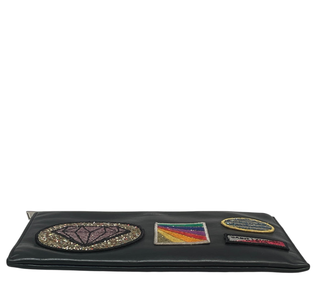 SAINT LAURENT/Pouch/Leather/BLK/pink diamond patch view 3