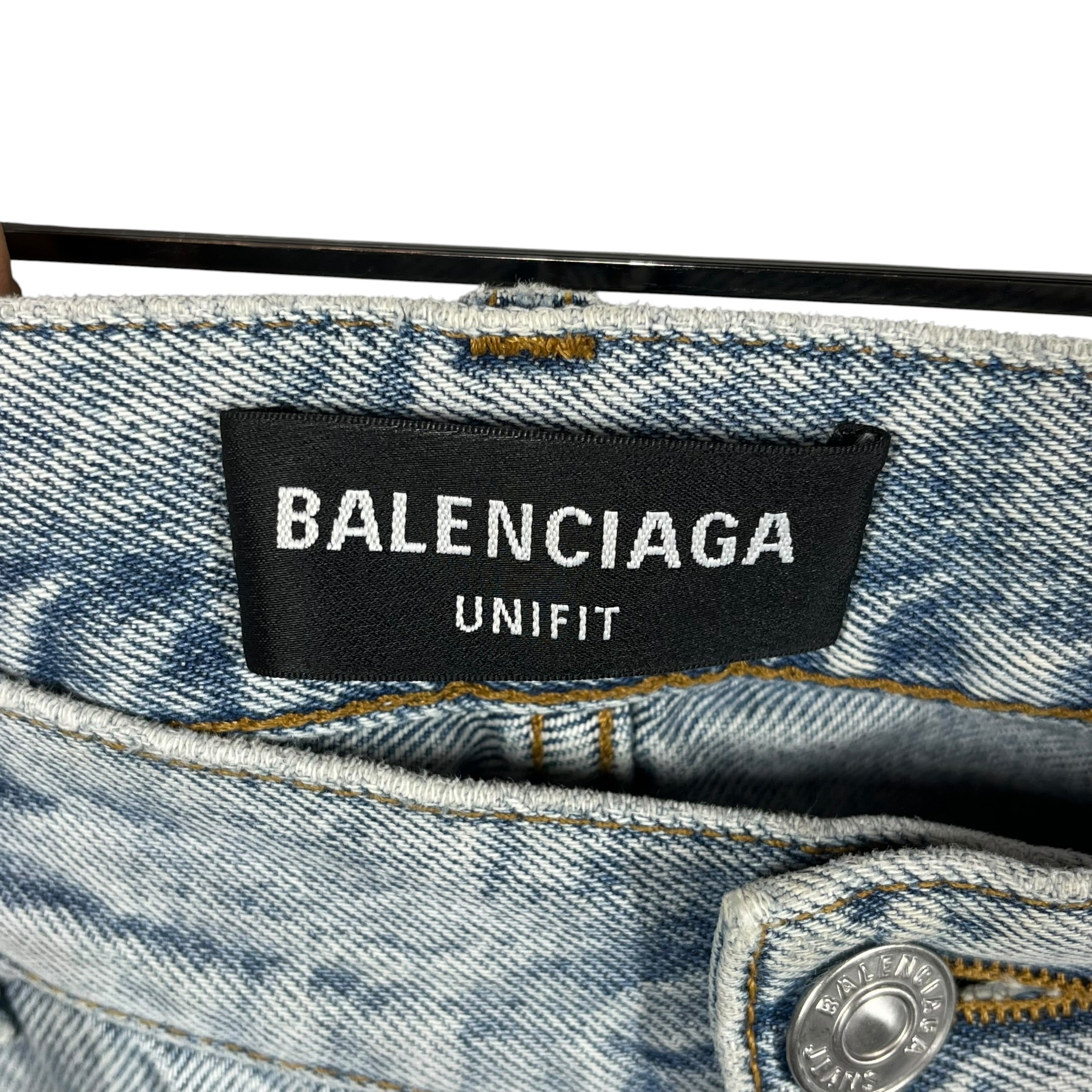 BALENCIAGA/Straight Pants/XS/Denim/BLU/distressed light wash view 3