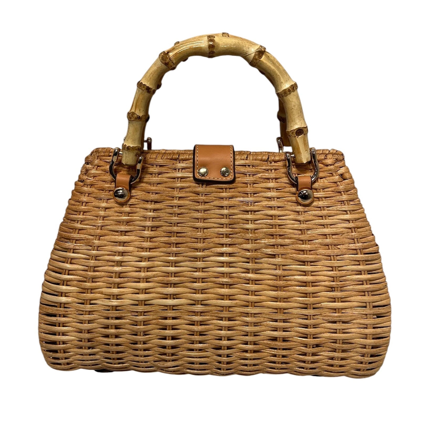 Frances Valentine/Hand Bag/Tweed/CML/Rooster Woven wicker top bag view 2