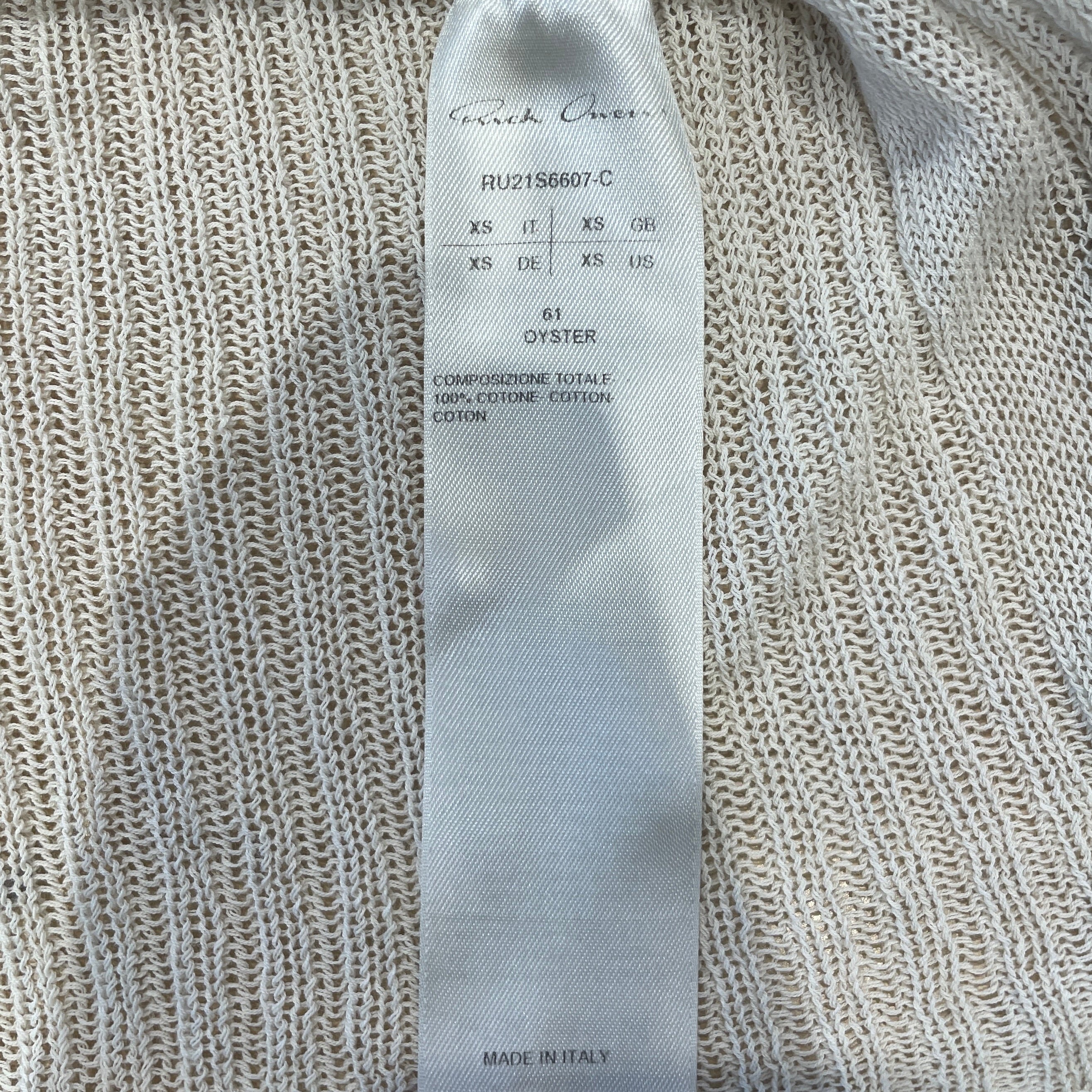 Rick Owens/Sweater/XS/Cotton/CRM/MEMBRANE OYSTER SWEATER view 3
