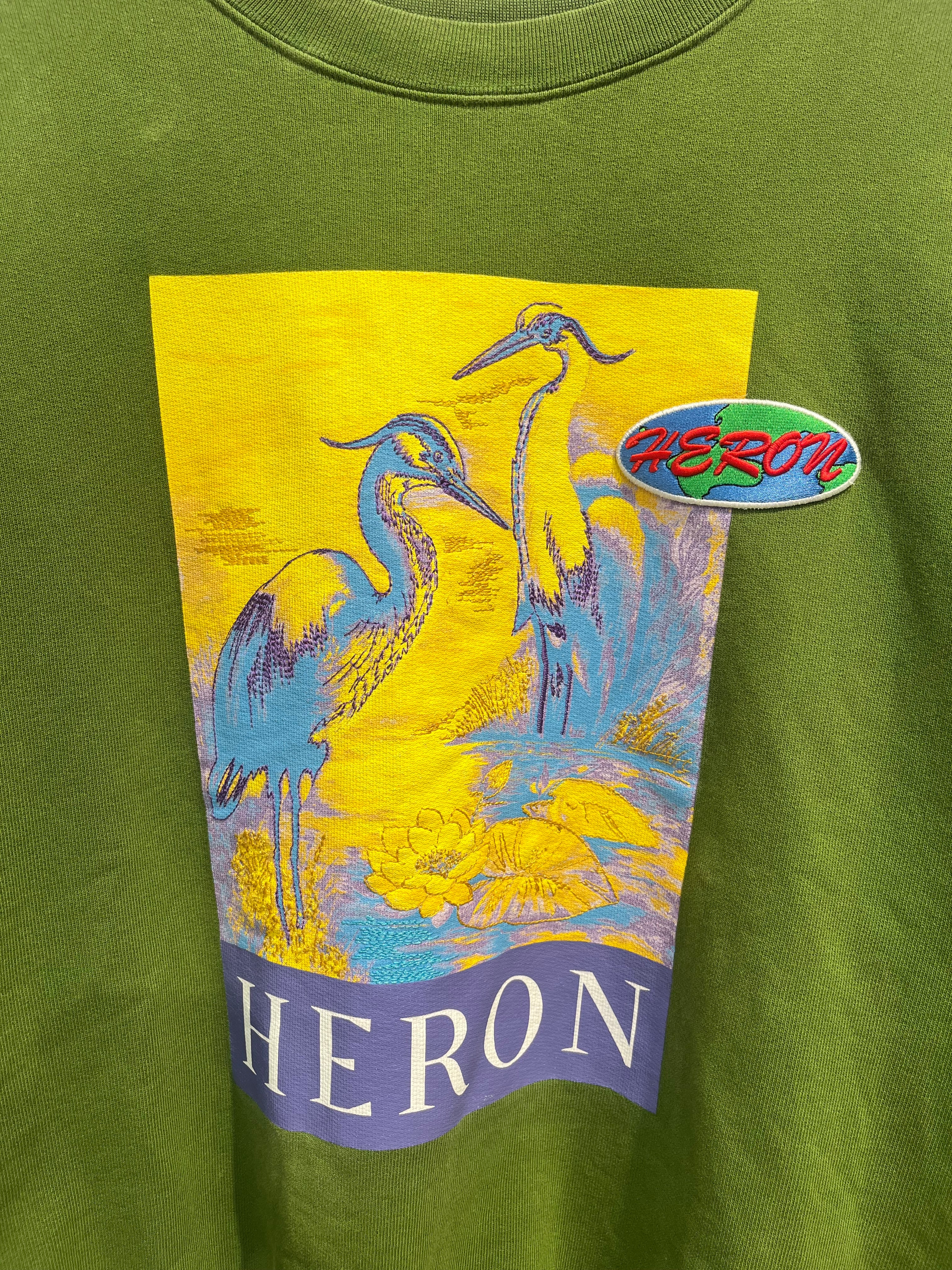 HERON PRESTON/Sweatshirt/XL/Graphic/Cotton/GRN/2 cranes earth logo patch view 6
