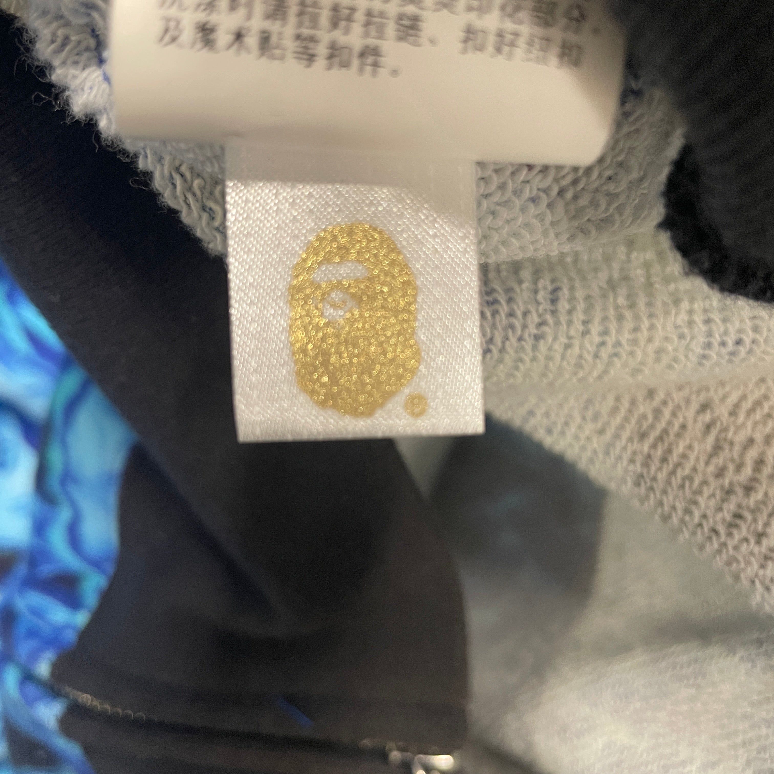 A BATHING APE/Zip Up Hoodie/XL/All Over Print/Cotton/BLU/BLUE FLAME/ FULL ZIP view 3