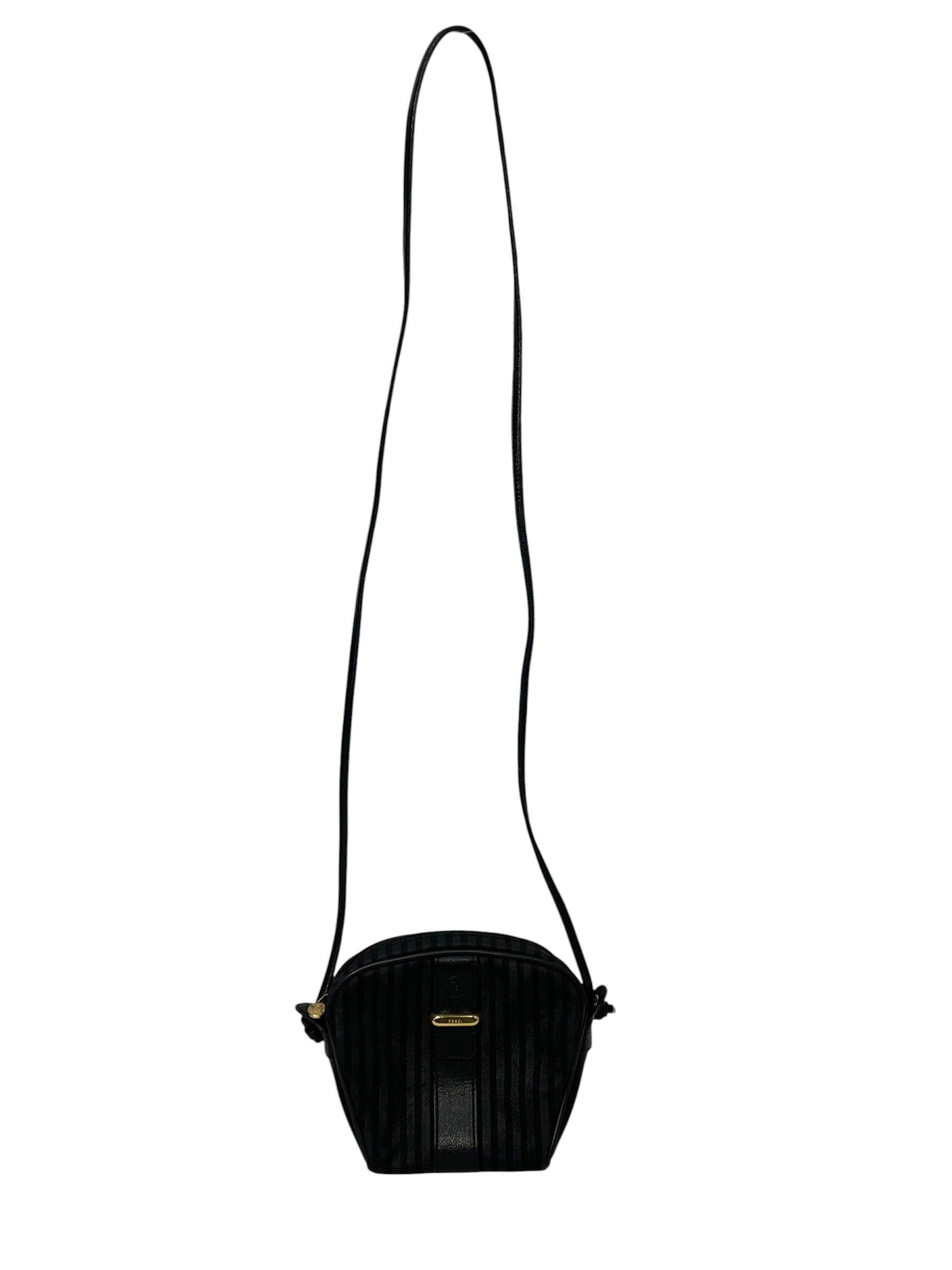 FENDI/Cross Body Bag/Stripe/Leather/BLK/Paquin Canvas Cross Body view 1