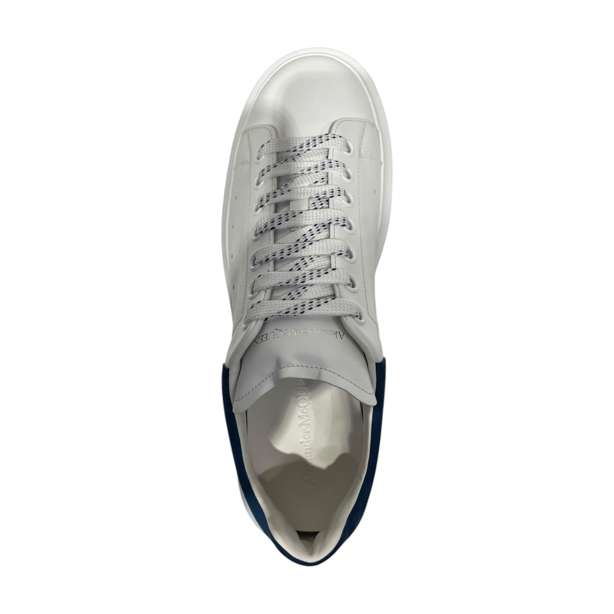Alexander McQueen/Low-Sneakers/EU 45/Leather/WHT/Blue Suede Heel view 3