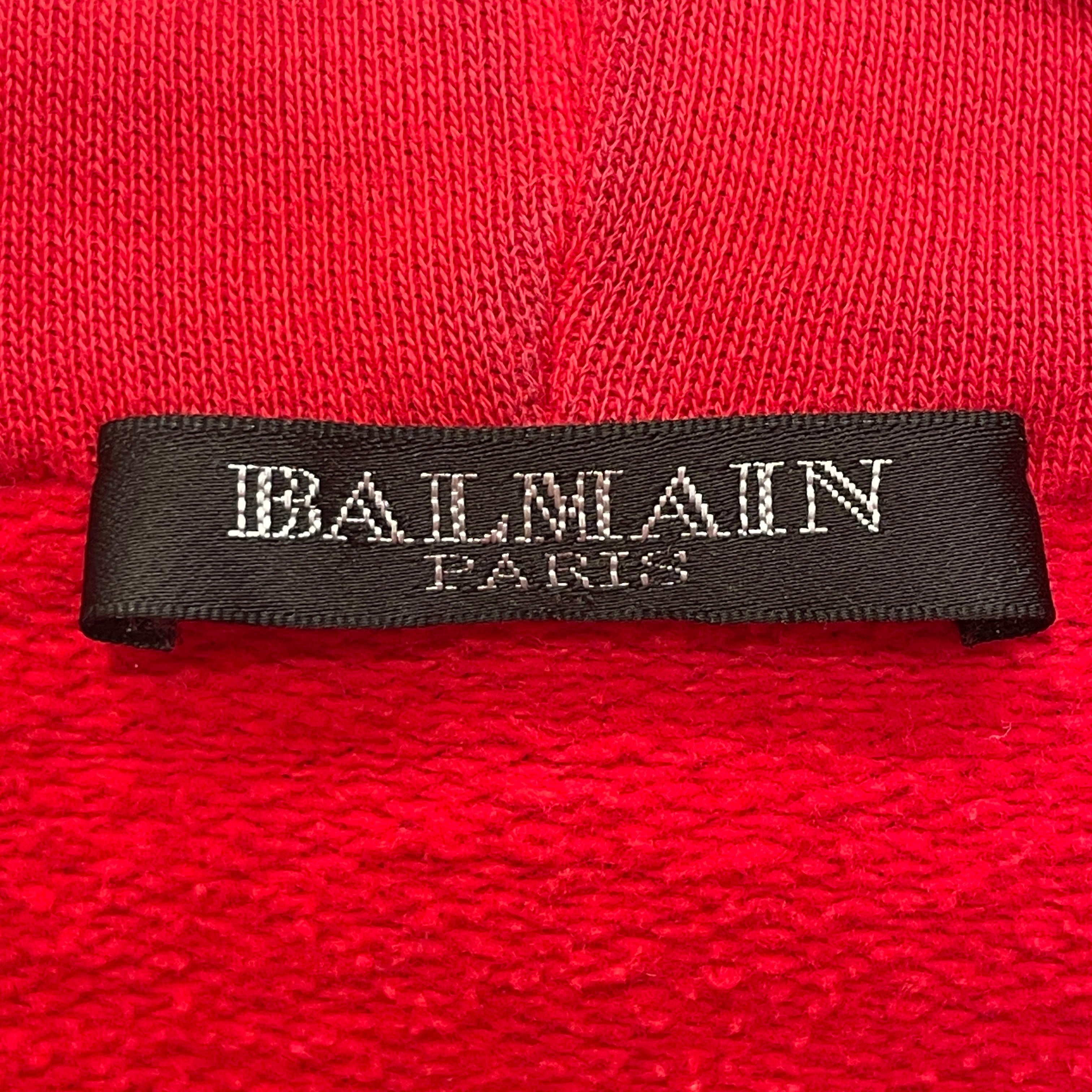 BALMAIN/Zip Up Hoodie/XL/Cotton/RED/PATCHWORK view 6