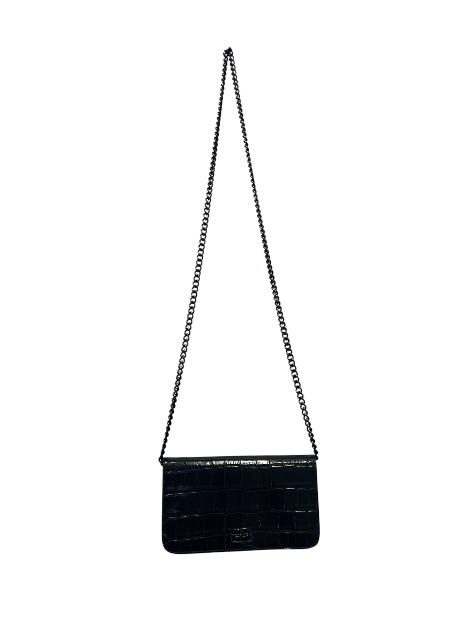 BALENCIAGA/Cross Body Bag/Leather/BLK/CROC EMBOSSED HANDBAG view 1