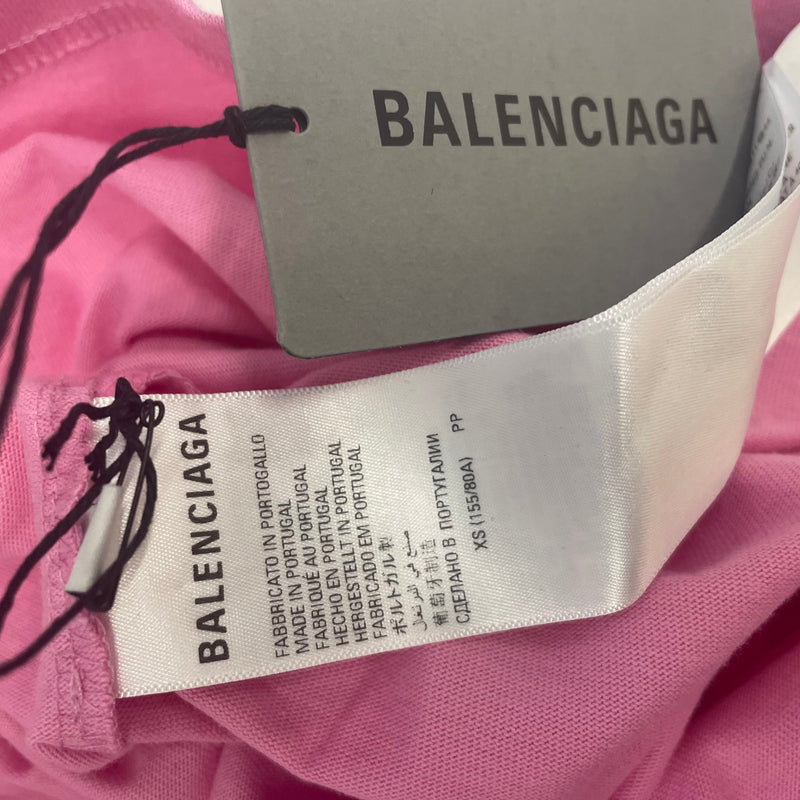 BALENCIAGA/T-Shirt/XS/Cotton/PNK/pink rhinestone