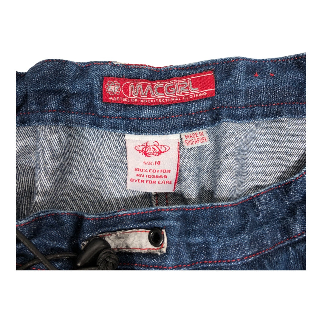 MACGIRL/Long Skirt/14/Cotton/IDG/Maxi Length/red mesh detailing view 3